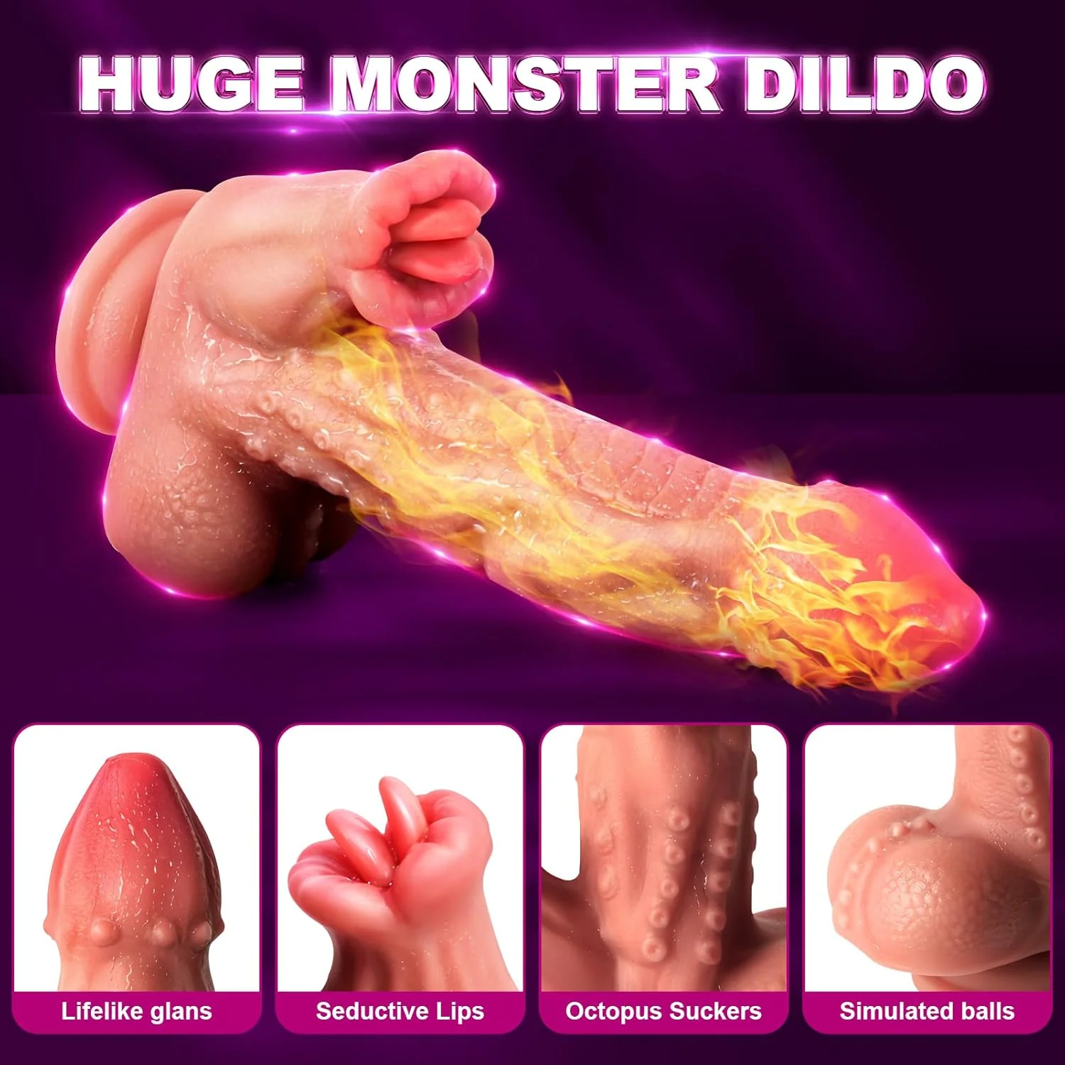OctoRipple 6-in-1 Monster Tentacle Thrusting Dildo | Fantasy Vibrator, Heating, Remote Control - Image 3