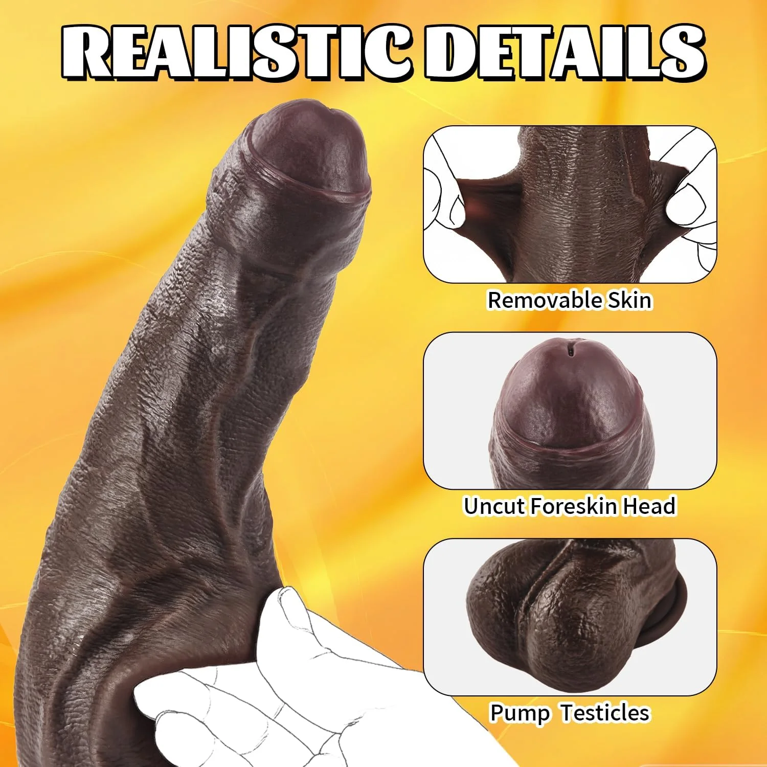 EbonyTitanX 10” Ebony Realistic Dildo Dual Density Suction Cup - Image 2