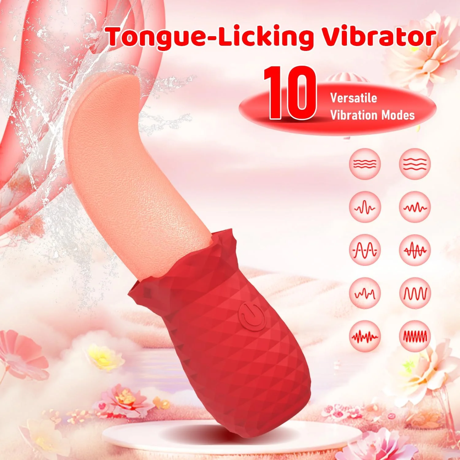 RoseLickX Rose Lick & Tap Tongue Vibrator 10 Modes Waterproof - Image 2