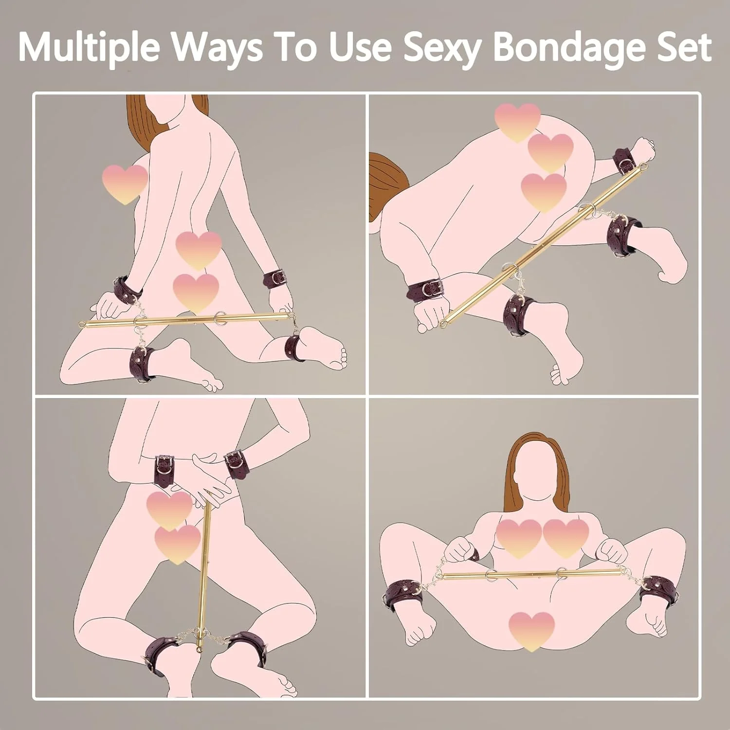 CrimsonRoyale 10PCS BDSM Spreader Bar Bondage Kit - Image 2