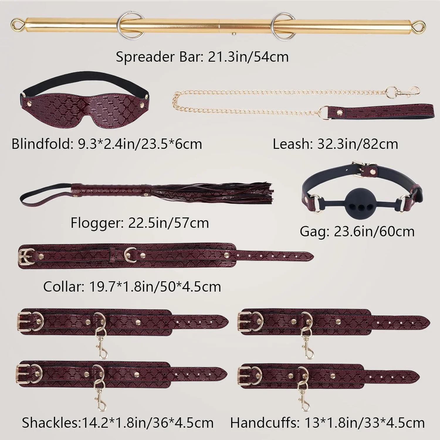 CrimsonRoyale 10PCS BDSM Spreader Bar Bondage Kit - Image 6