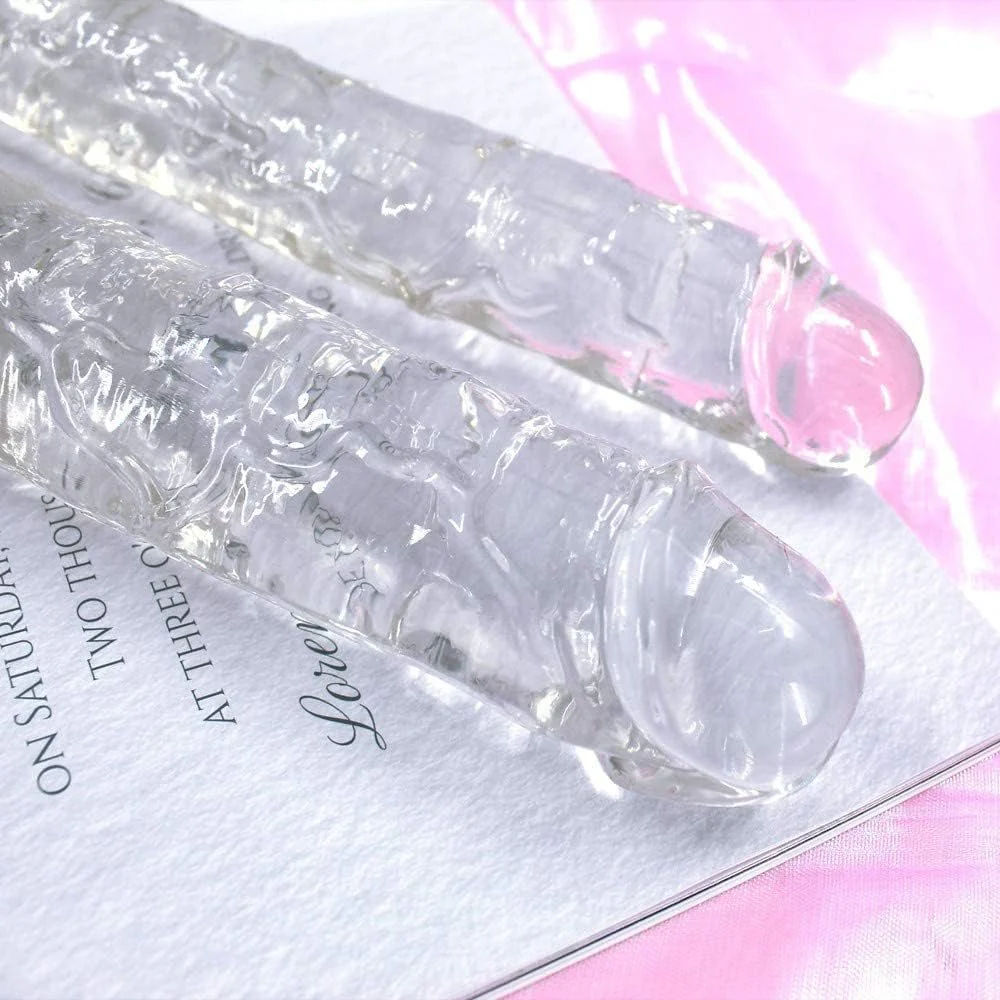 JellySync 11.8” Double-Ended Dildo Clear Flexible Toy - Image 6
