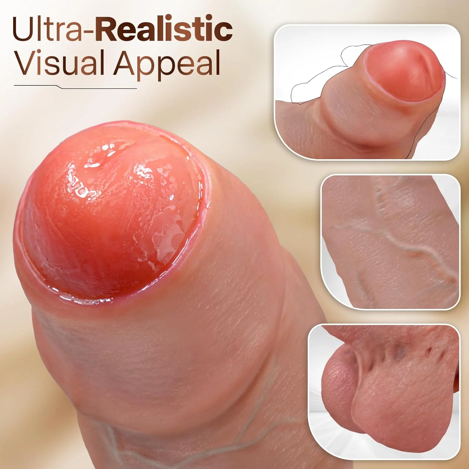 TitanX 11” Realistic Foreskin Dildo Thick Silicone Suction Cup - Image 2