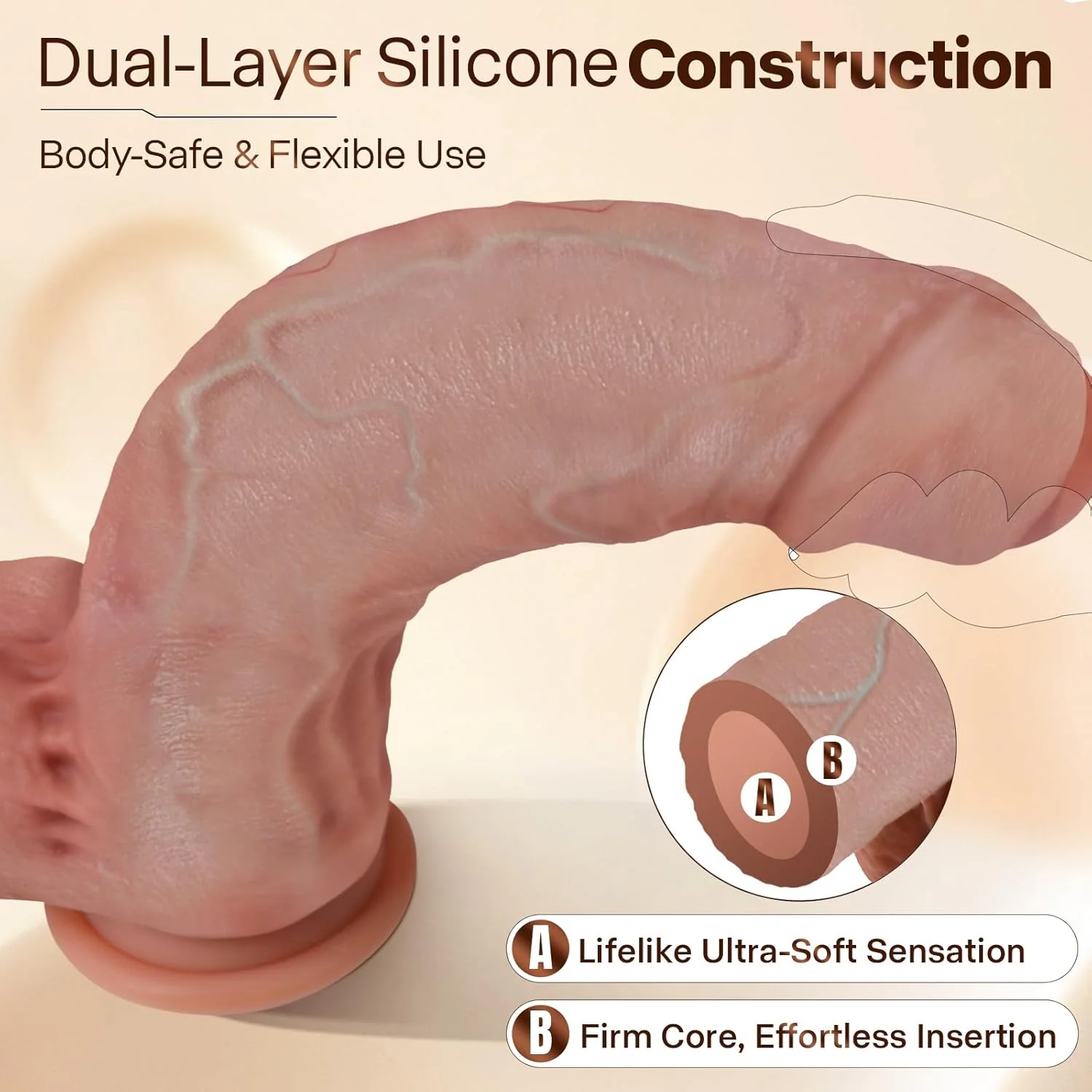 TitanX 11” Realistic Foreskin Dildo Thick Silicone Suction Cup - Image 5