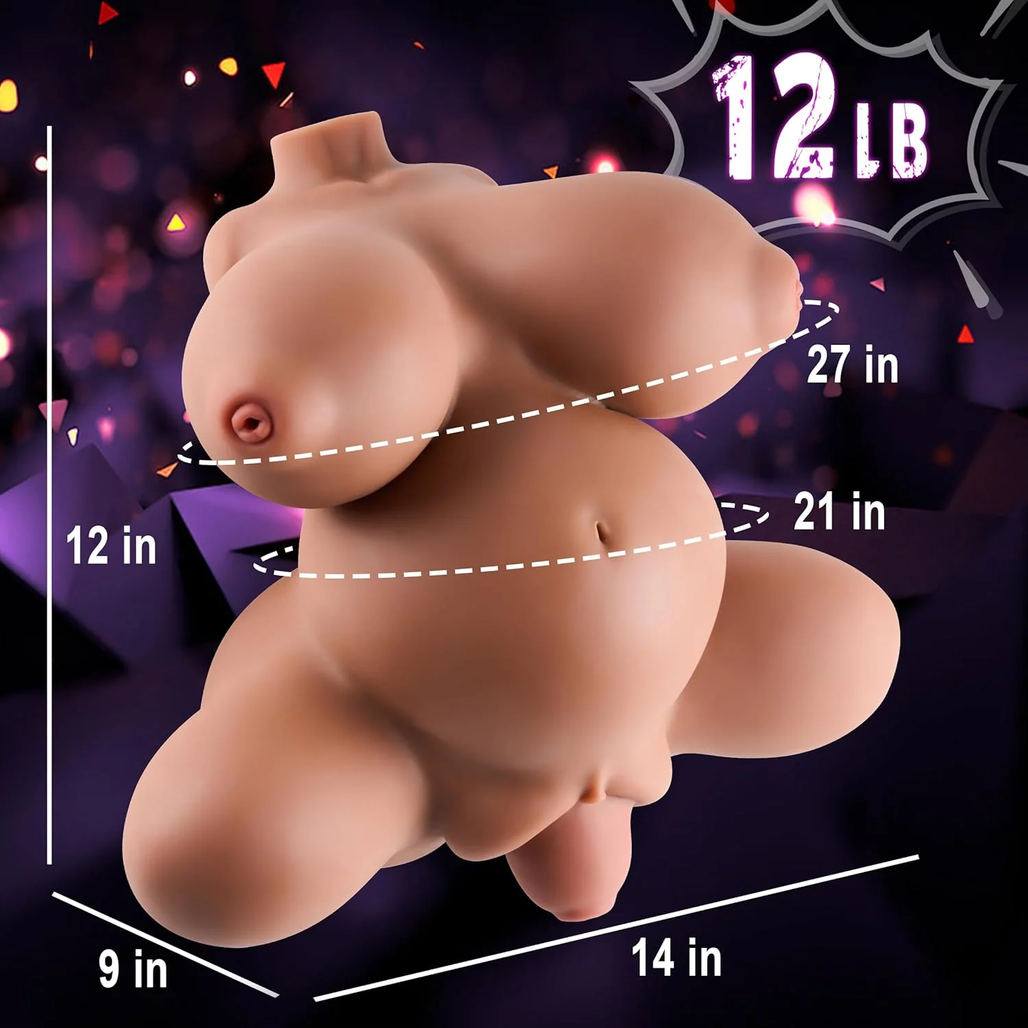 NoctaBelly Brown 4-Hole TPE Prolapse Torso Sex Doll - Image 3