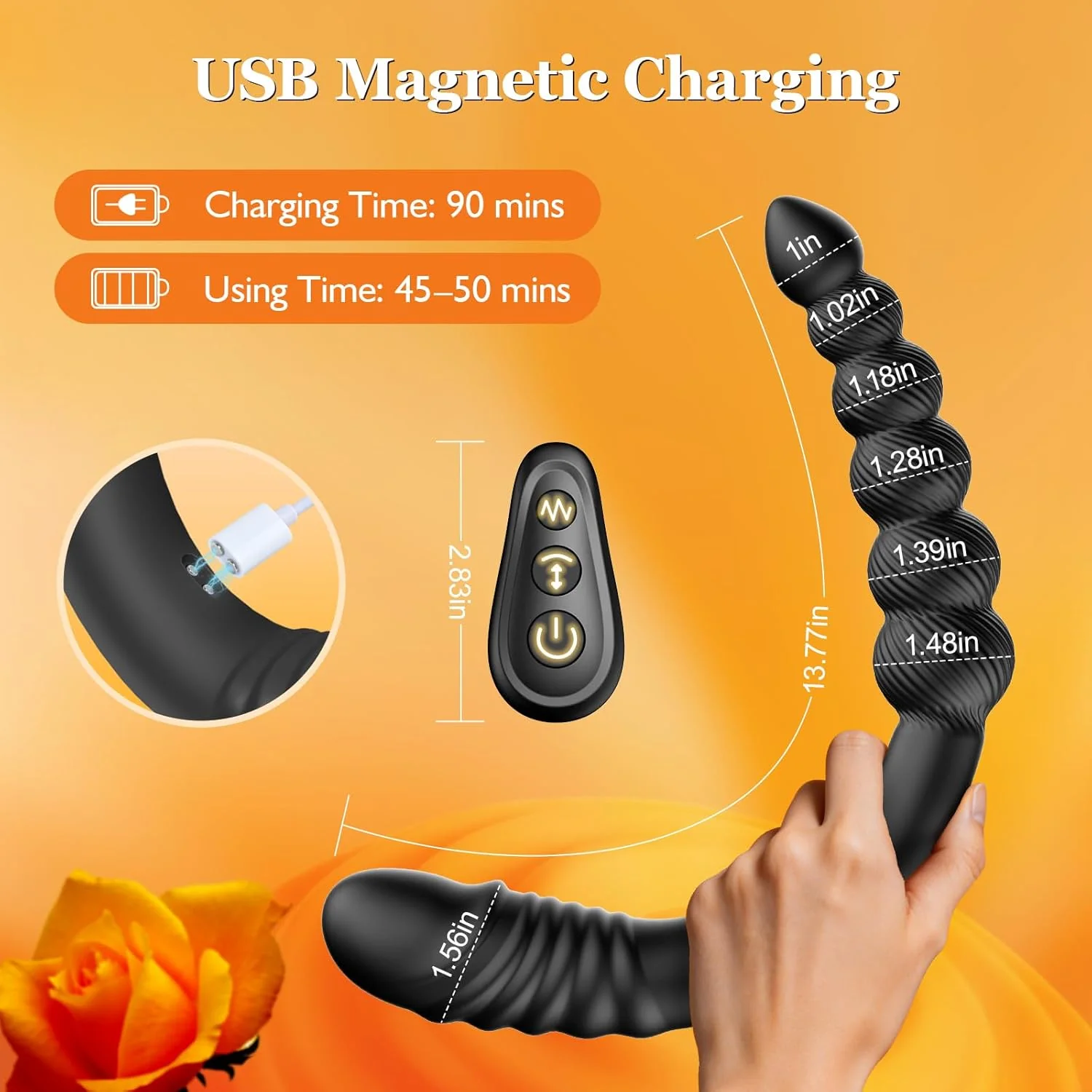 TwinPulseX Thrusting Dildo & Anal Beads Dual-Ended Vibrator - Image 9