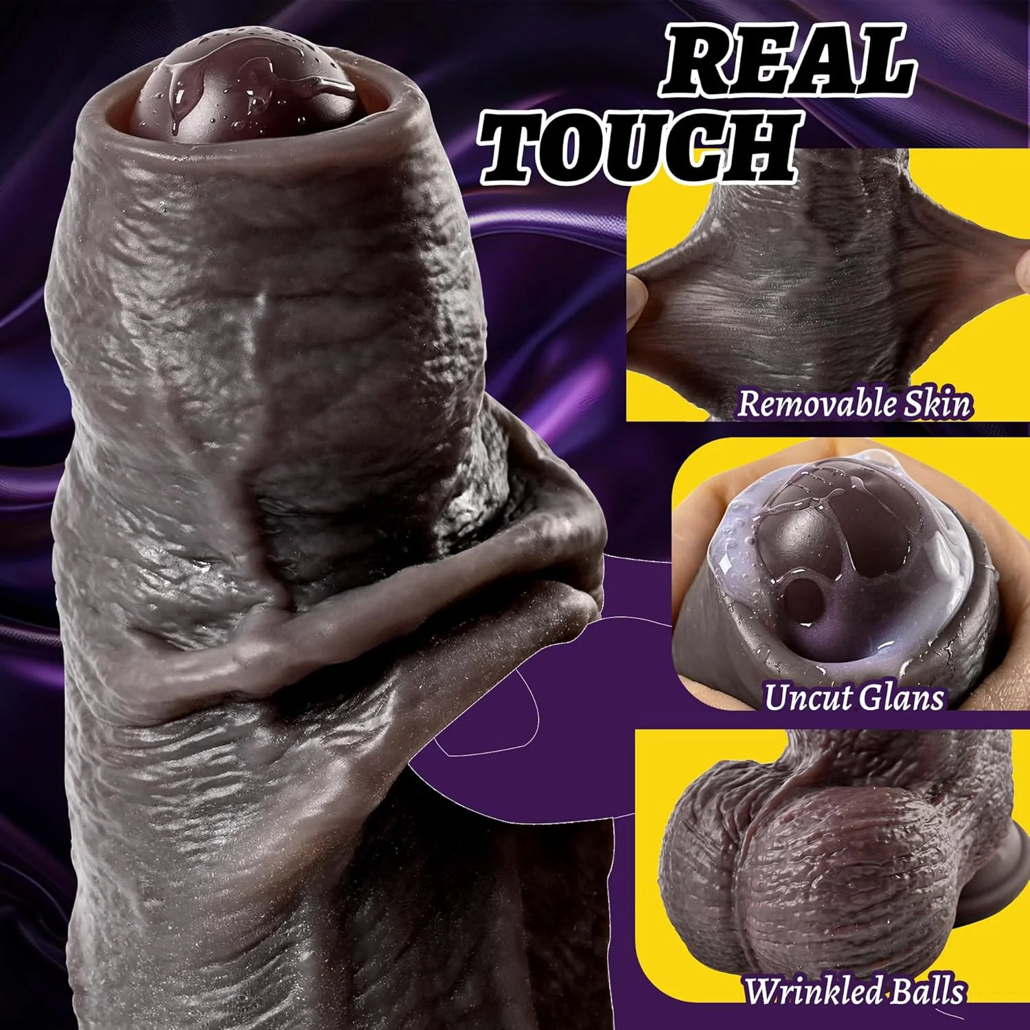 EbonyTitan 2.4” Thick Realistic Suction Foreskin Dildo - Image 4