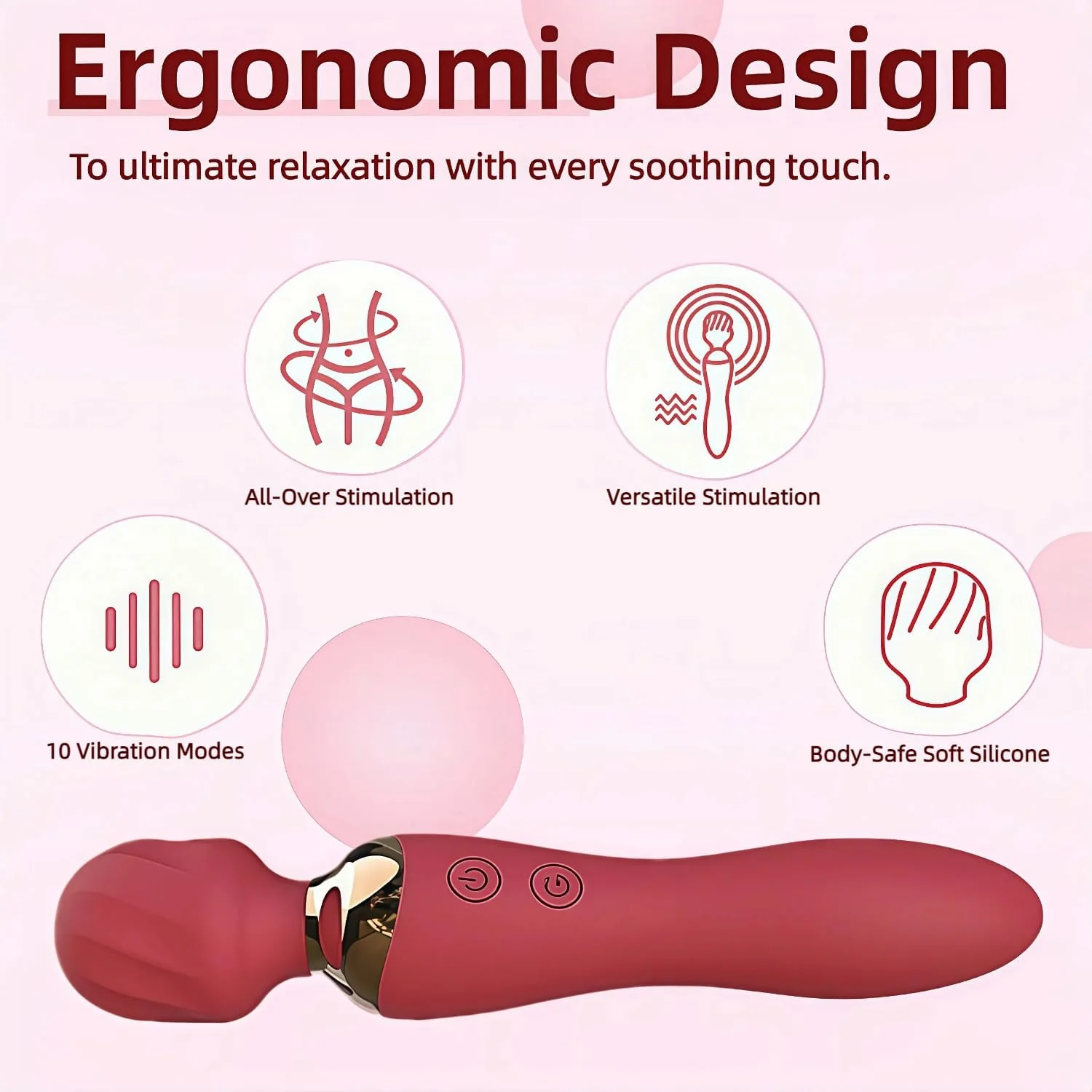 VortexDuo 2-in-1 Wand Vibrator Dual Motor 12 Speeds Waterproof - Image 3