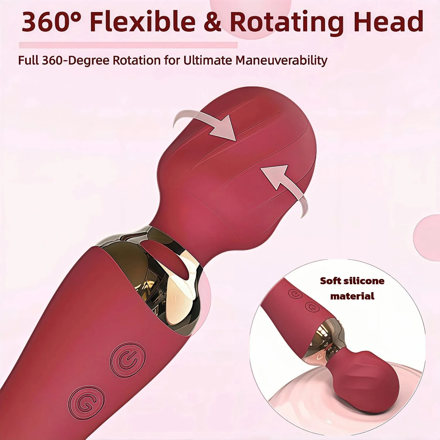 VortexDuo 2-in-1 Wand Vibrator Dual Motor 12 Speeds Waterproof - Image 4