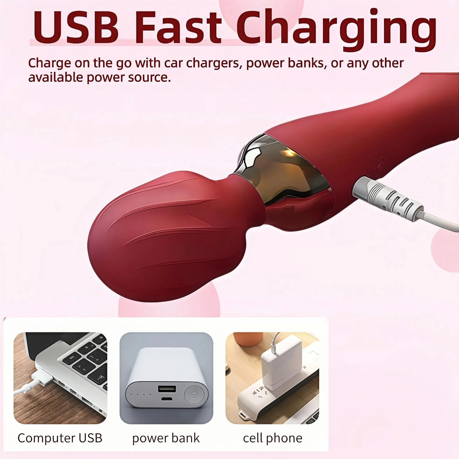VortexDuo 2-in-1 Wand Vibrator Dual Motor 12 Speeds Waterproof - Image 5
