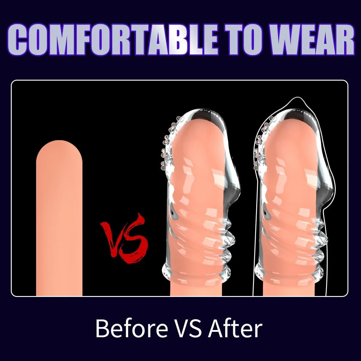 VelyonX Clear Penis Sleeve Set Textured Girth Enhancer - Image 3