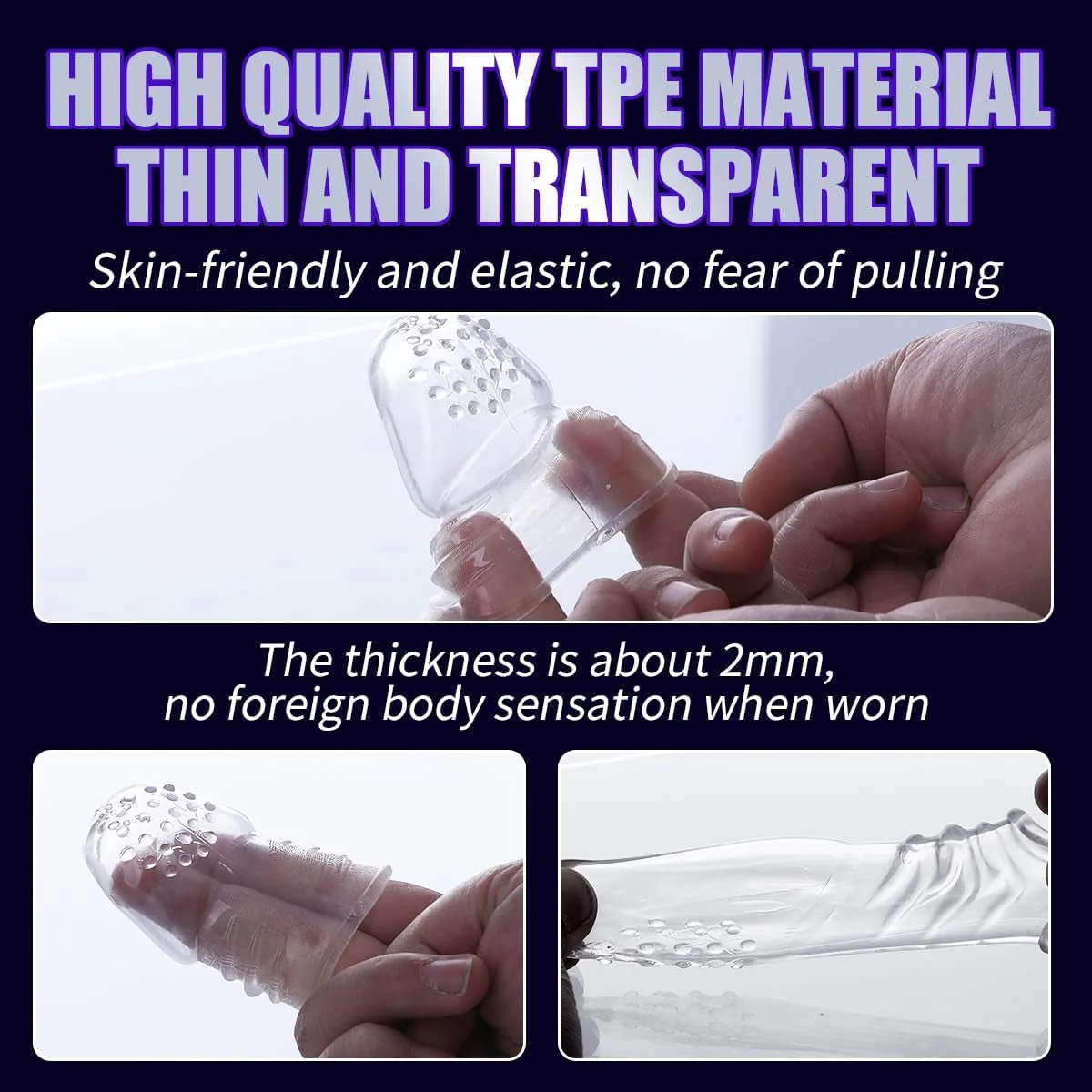 VelyonX Clear Penis Sleeve Set Textured Girth Enhancer - Image 4