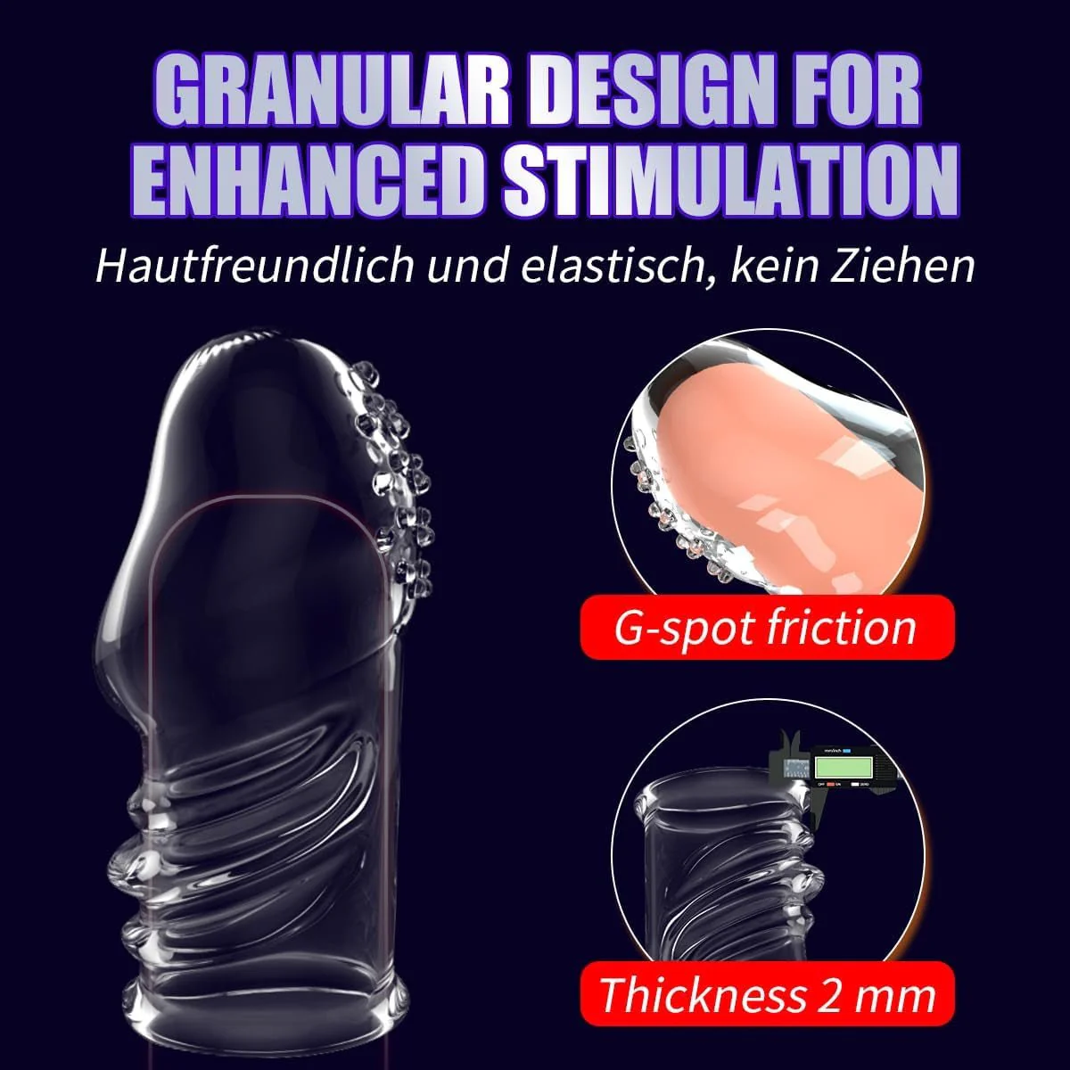 VelyonX Clear Penis Sleeve Set Textured Girth Enhancer - Image 5