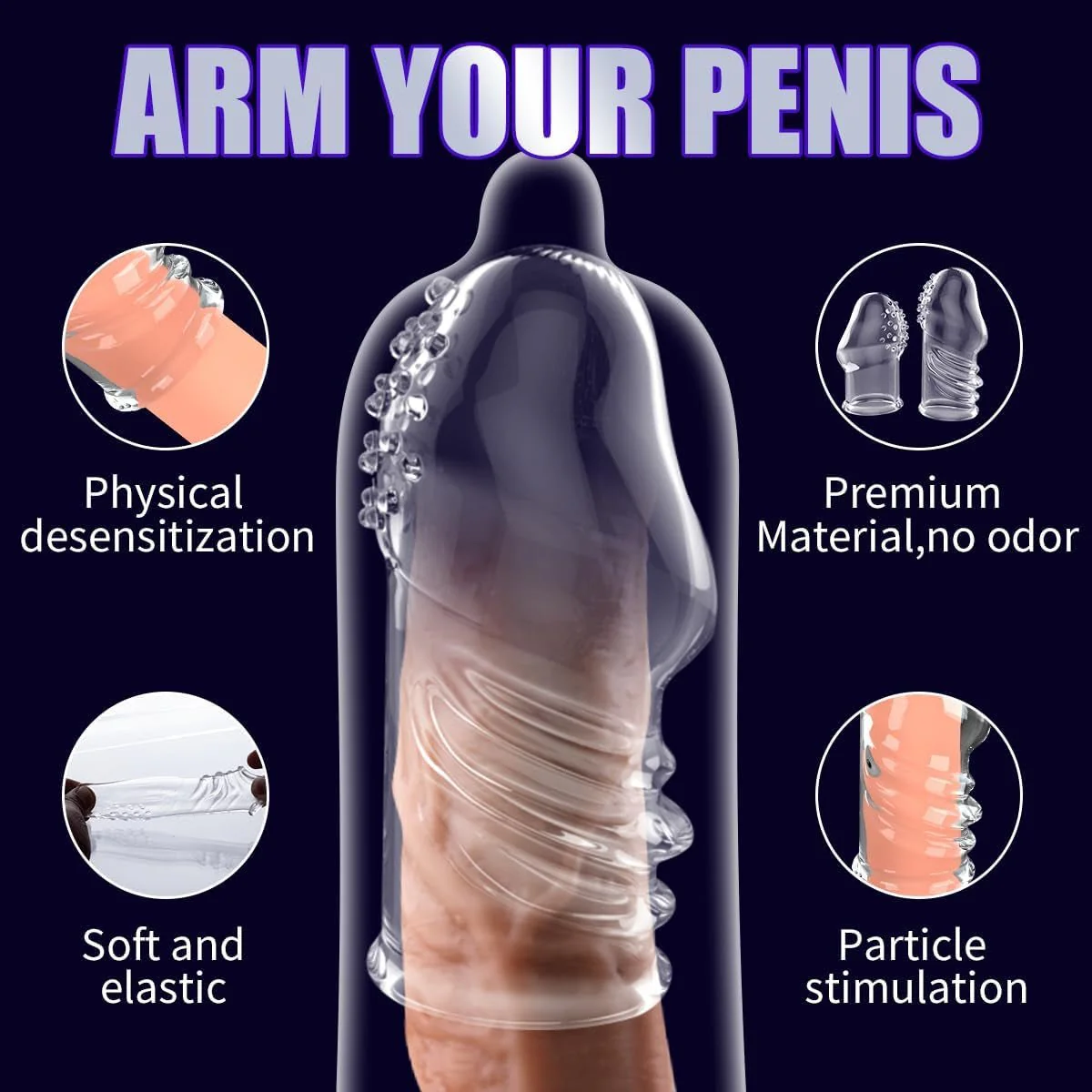 VelyonX Clear Penis Sleeve Set Textured Girth Enhancer - Image 6