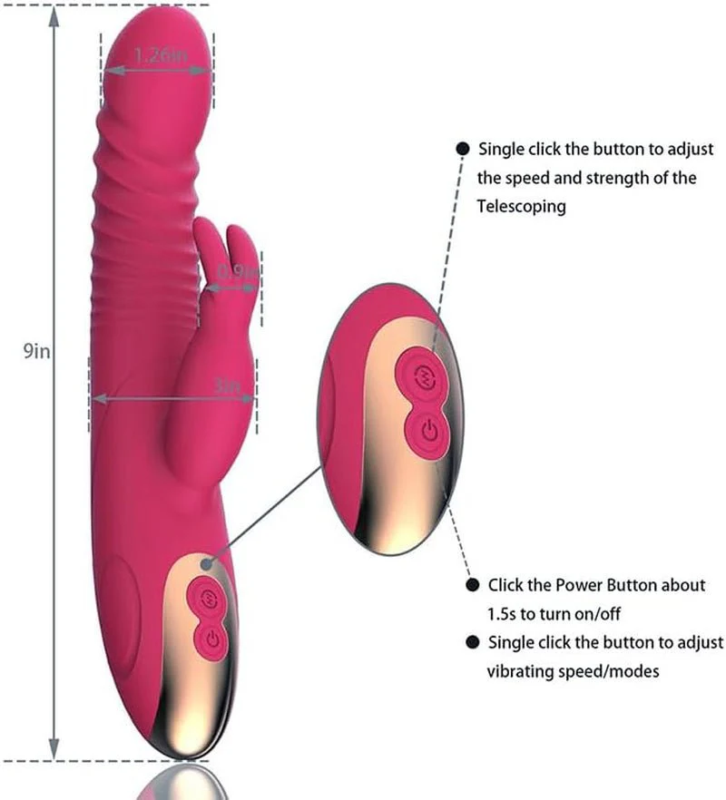 TitanWave 9” Rabbit Vibrator 15 Modes Thrusting Waterproof - Image 6