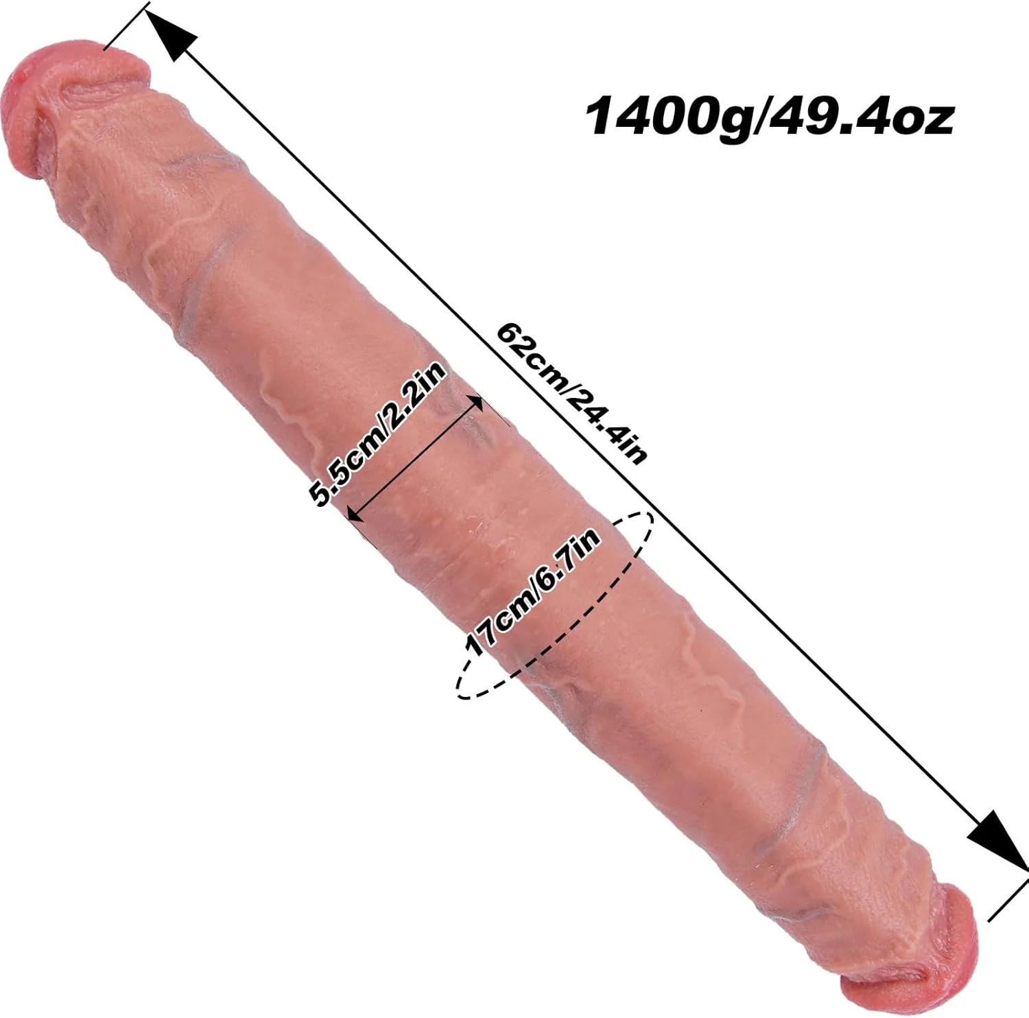 TitanMorph 24.4” XXL Double-Ended Dildo Thick Silicone Toy - Image 7
