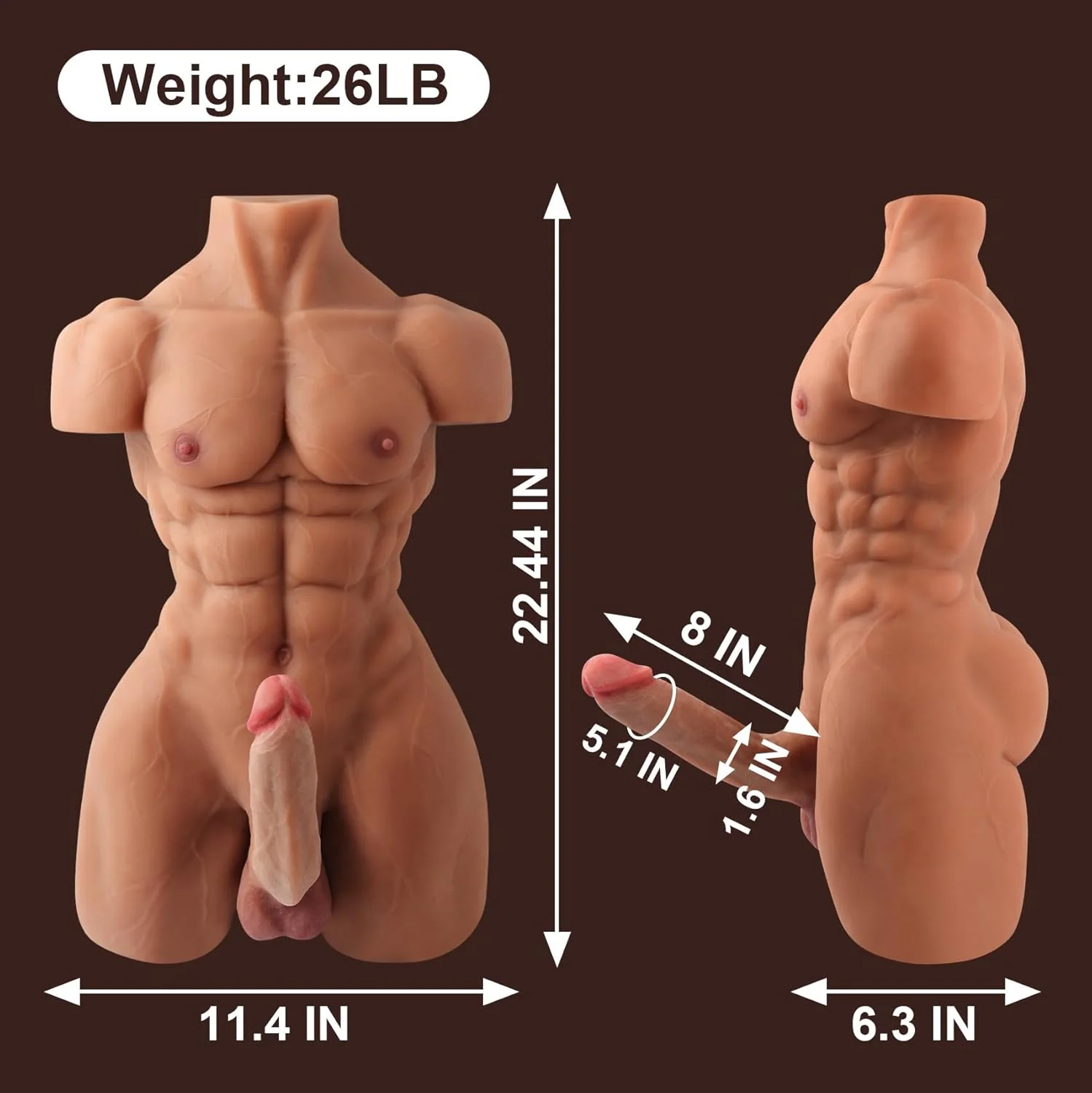 ForgeFlex Male Sex Doll Torso 8in Flexible Dildo 26LB - Image 4