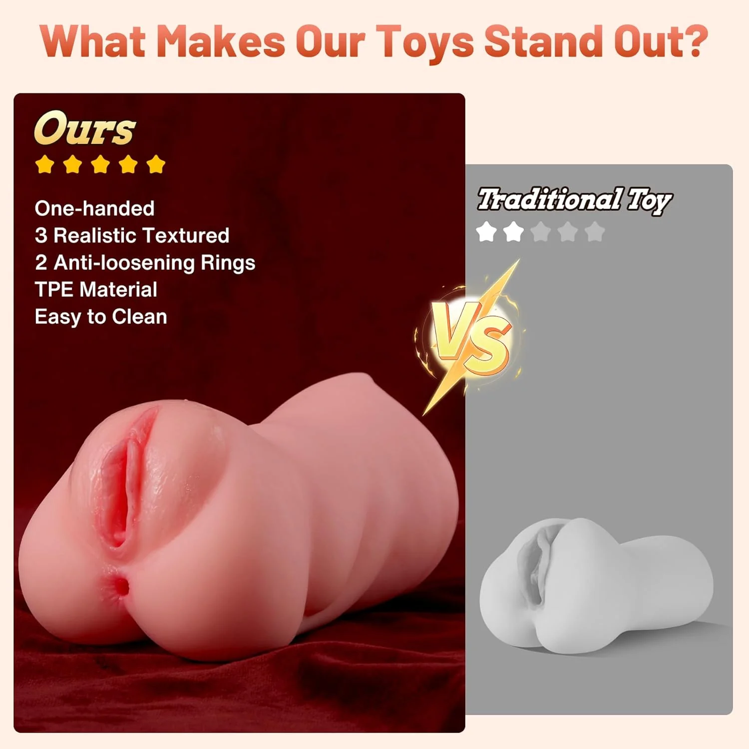 TriCore 3-in-1 Realistic Pocket Pussy 8.6" Male Stroker - Image 2