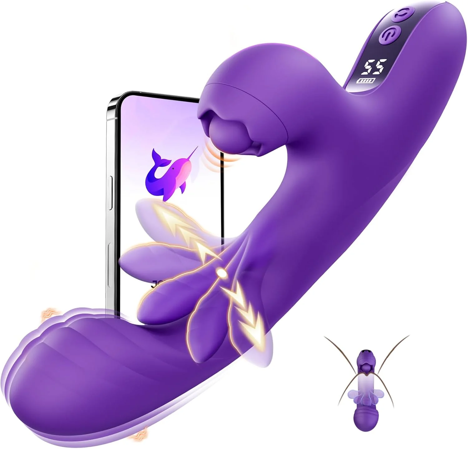 TrevixaSweep Tapping Rabbit Vibrator 3-in-1 G-Spot 10 Modes LCD