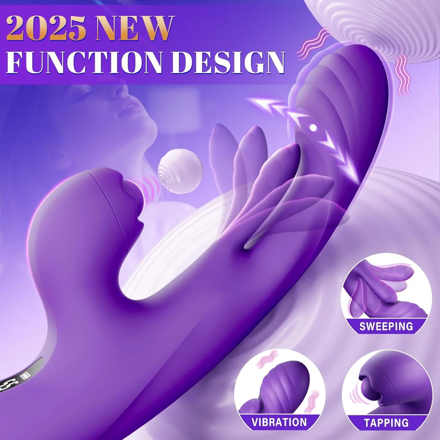TrevixaSweep Tapping Rabbit Vibrator 3-in-1 G-Spot 10 Modes LCD - Image 2