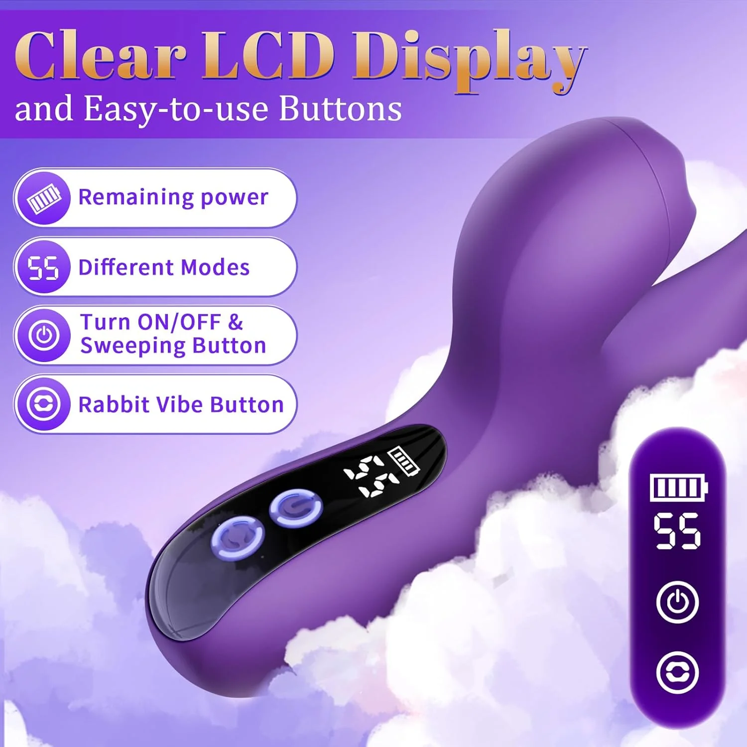 TrevixaSweep Tapping Rabbit Vibrator 3-in-1 G-Spot 10 Modes LCD - Image 4