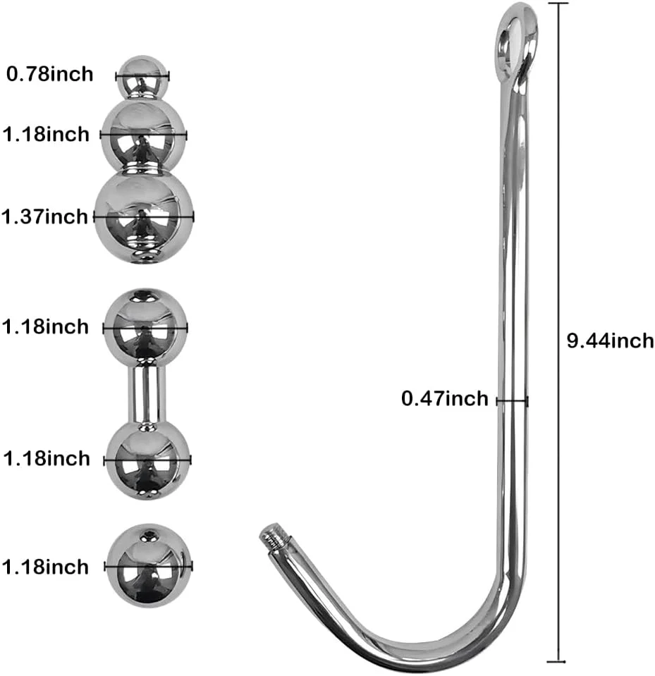 SteelShift Stainless Steel Anal Hook 3 Balls - Image 2