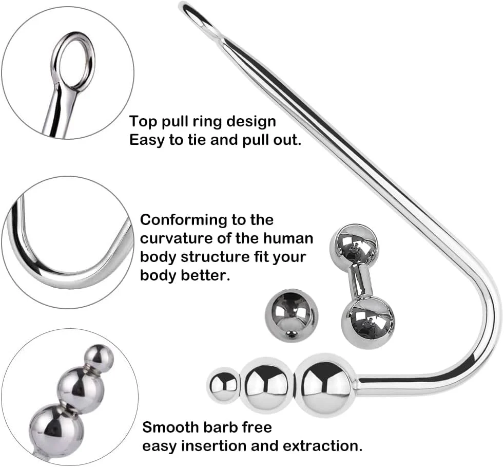 SteelShift Stainless Steel Anal Hook 3 Balls - Image 3
