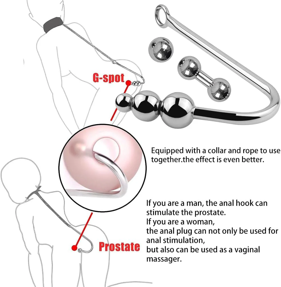 SteelShift Stainless Steel Anal Hook 3 Balls - Image 4