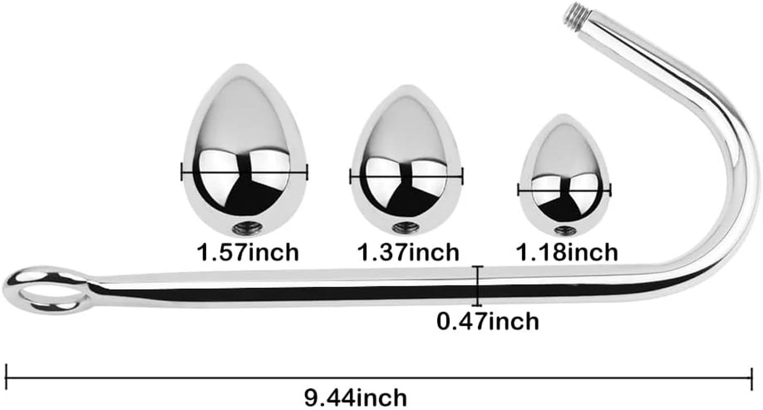 HeartSteel Stainless Steel Anal Hook 3 Balls - Image 2