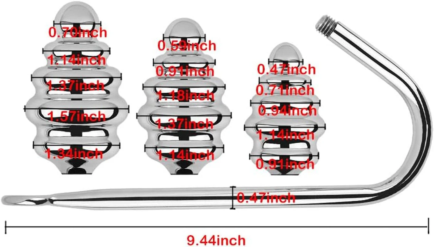 SpiralSteel Spiral Stainless Steel Anal Hook 3 Balls - Image 2