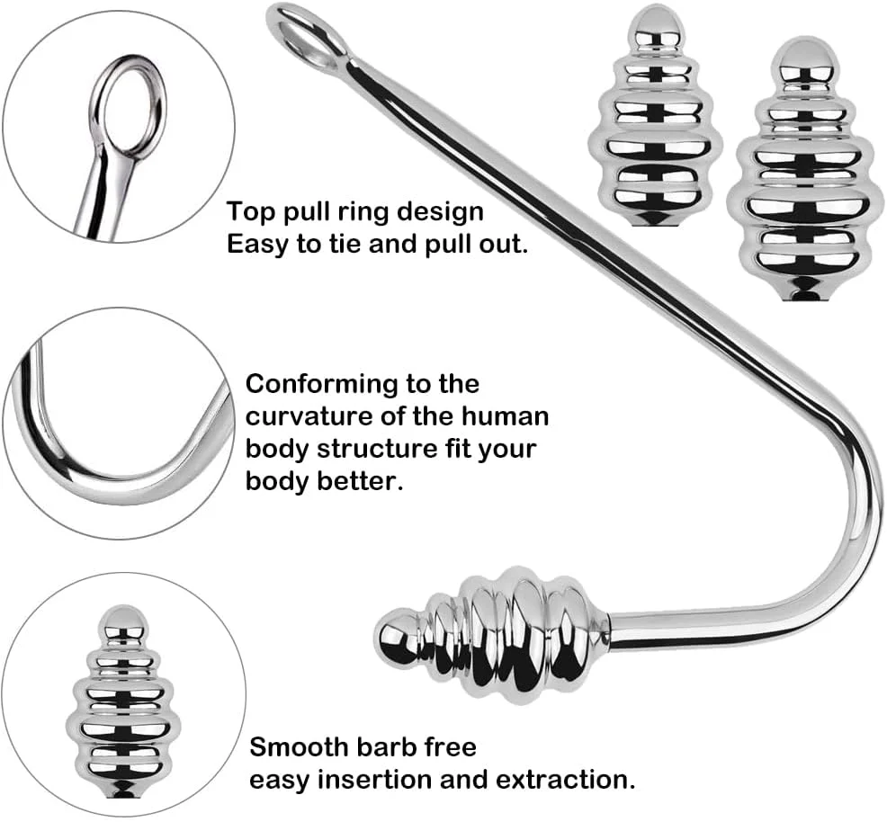 SpiralSteel Spiral Stainless Steel Anal Hook 3 Balls - Image 3