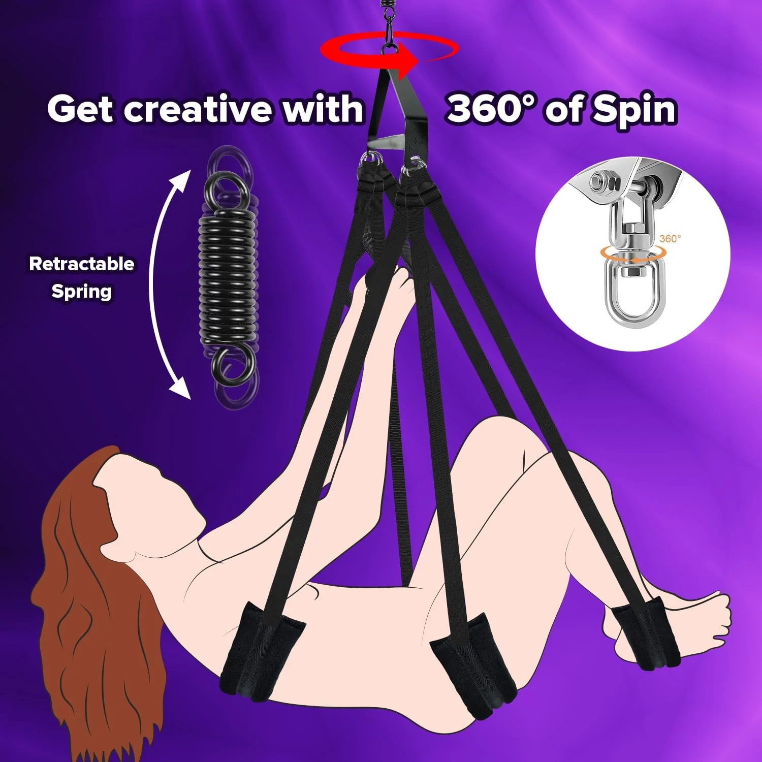 MidnightSpin 360° Spinning Ceiling Sex Swing - Image 5
