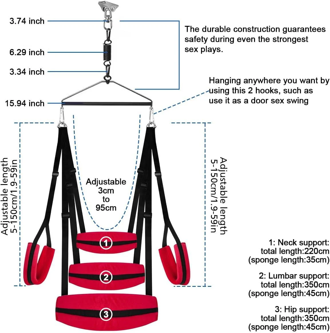 VireliX 360° Door Sex Swing Wide Seat 400lb - Image 4