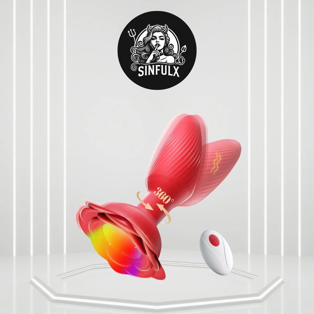 360° Rotation Rose Vibrating Butt Plug Prostate Massager
