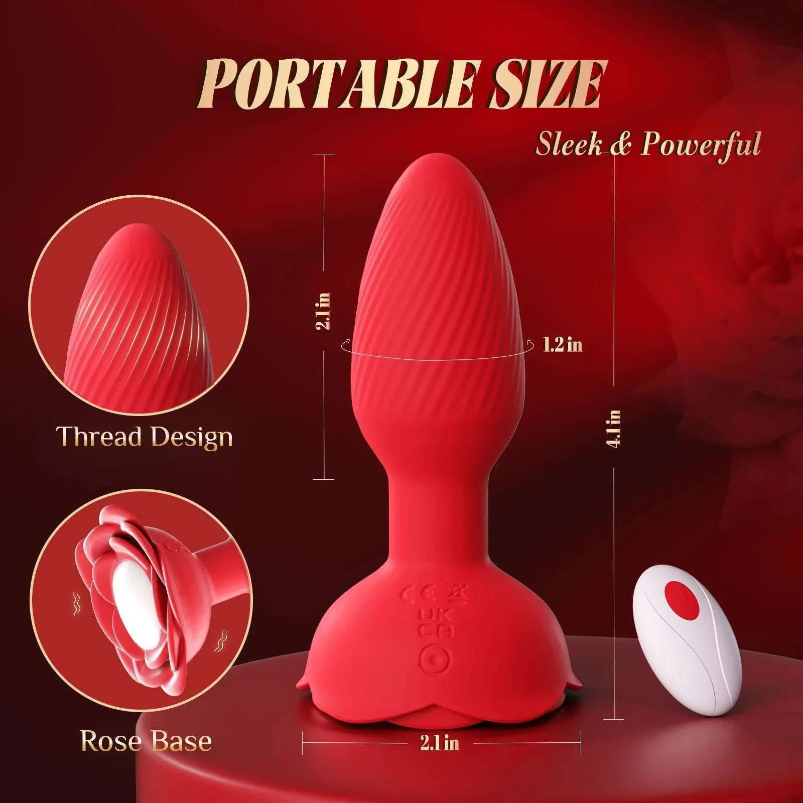 360° Rotation Rose Vibrating Butt Plug Prostate Massager - Image 3
