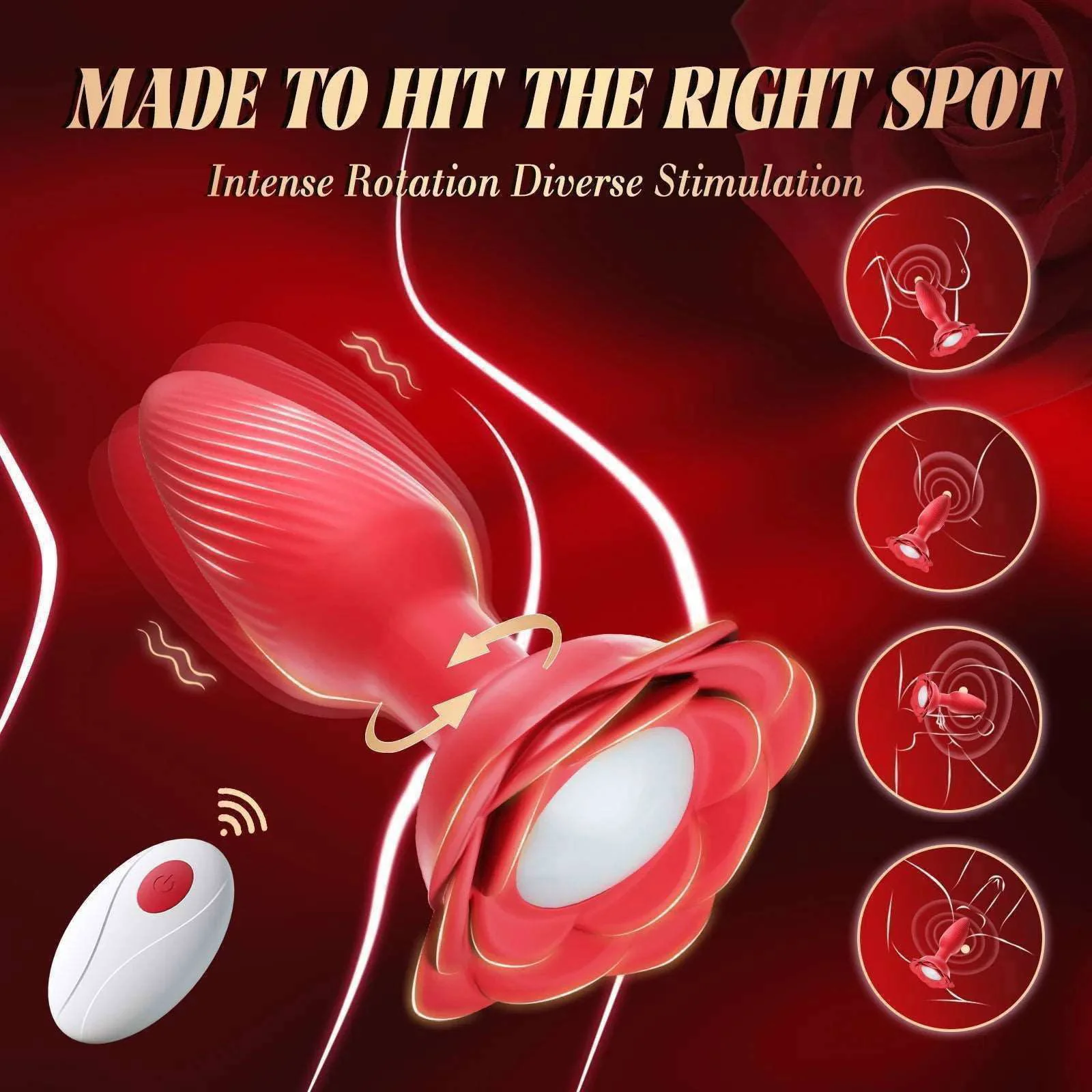 360° Rotation Rose Vibrating Butt Plug Prostate Massager - Image 4