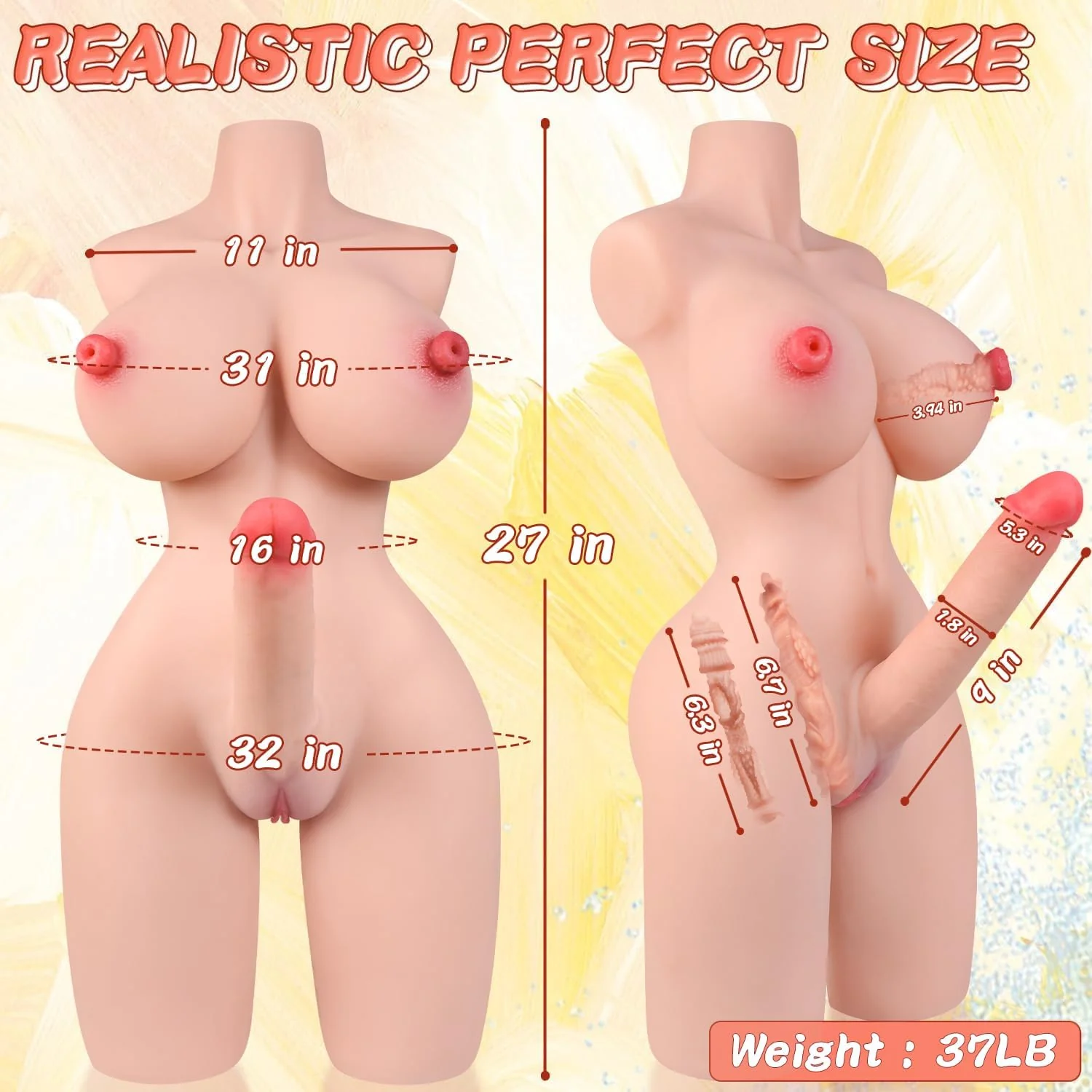 CleoniX 37lb Transgender Sex Doll Torso 5-in-1 TPE - Image 3