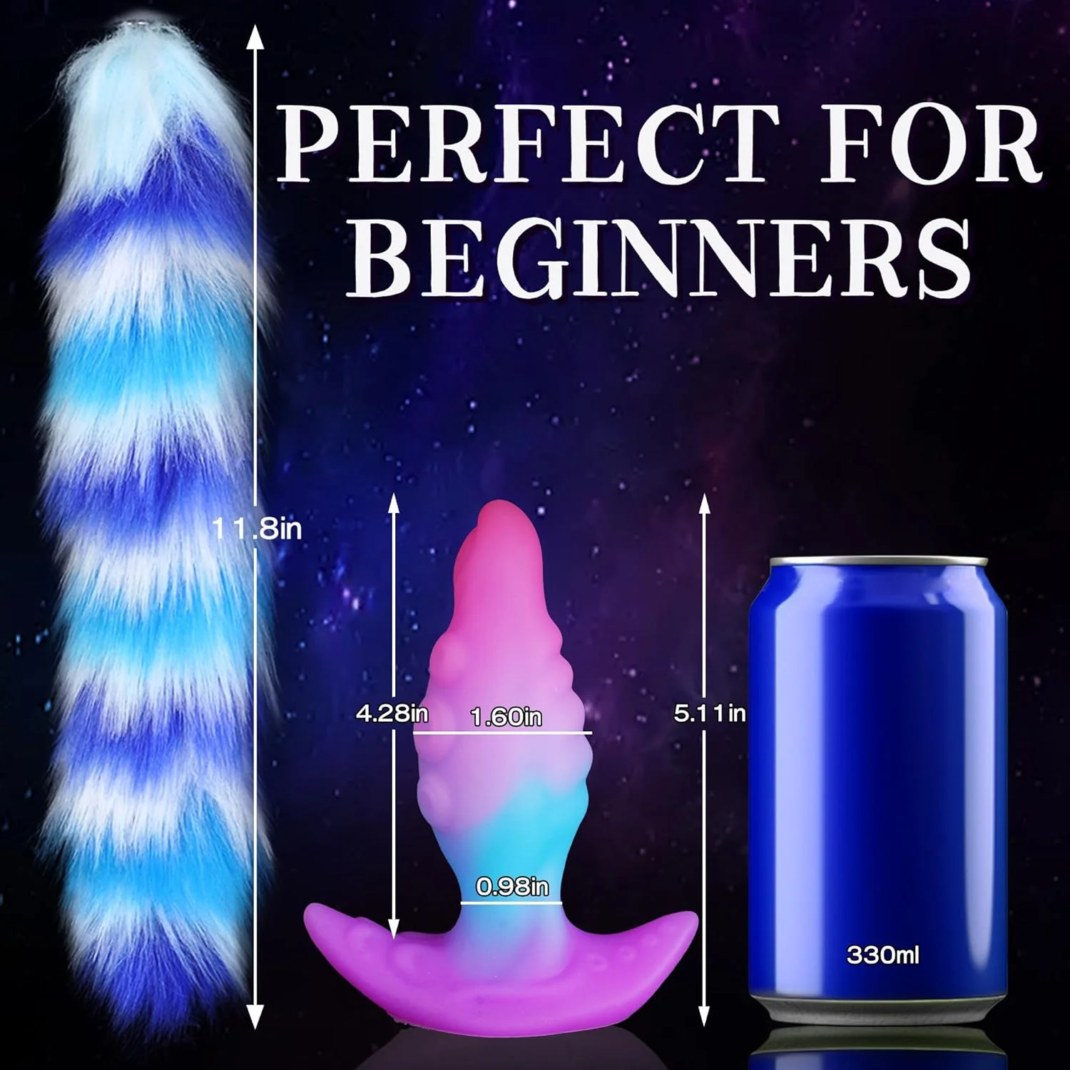 TentacleTail Tapered Silicone Fox Tail Butt Plug Large 5.1" - Image 2