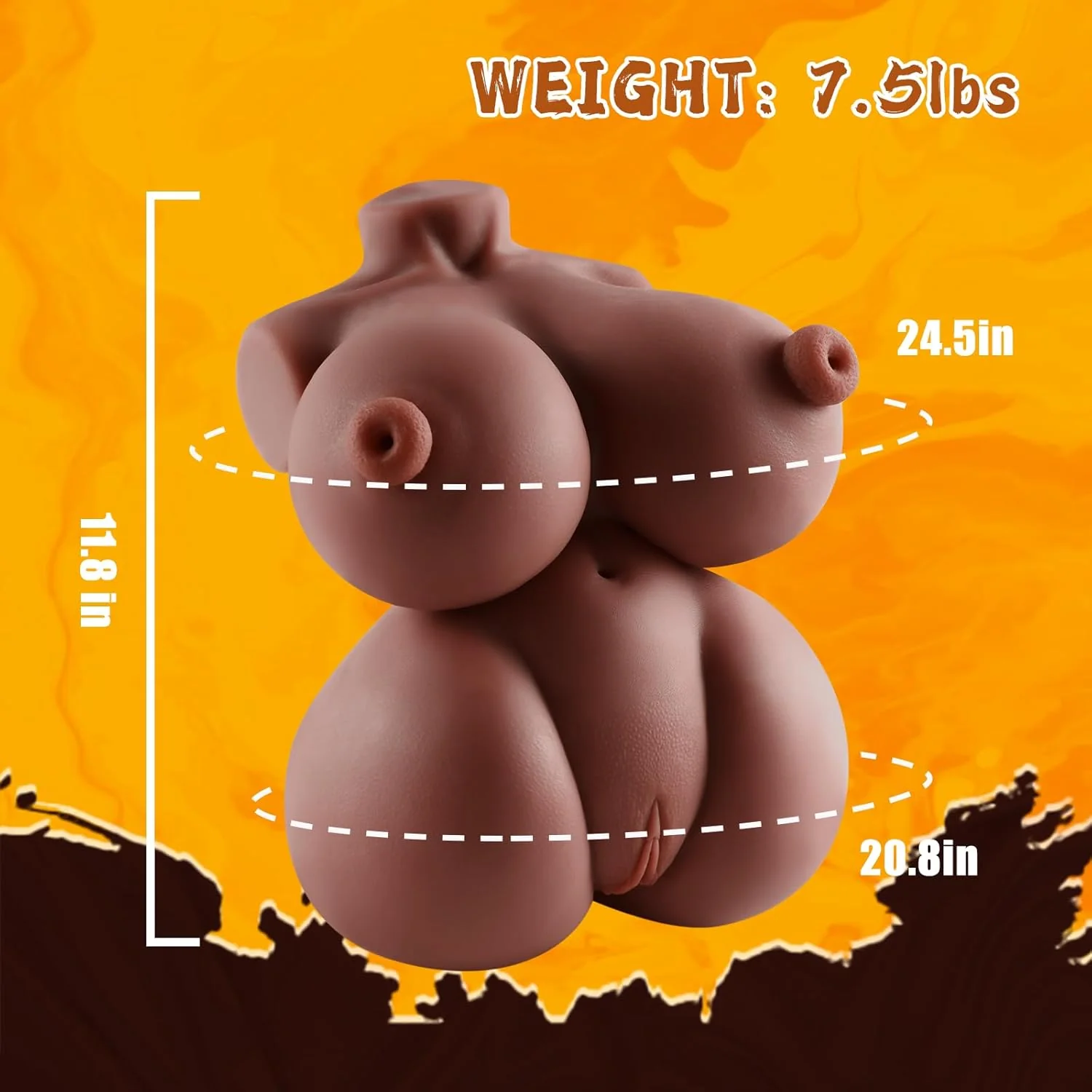 NyxaraX 7.5lb Brown 4-in-1 Sex Doll Torso TPE - Image 2