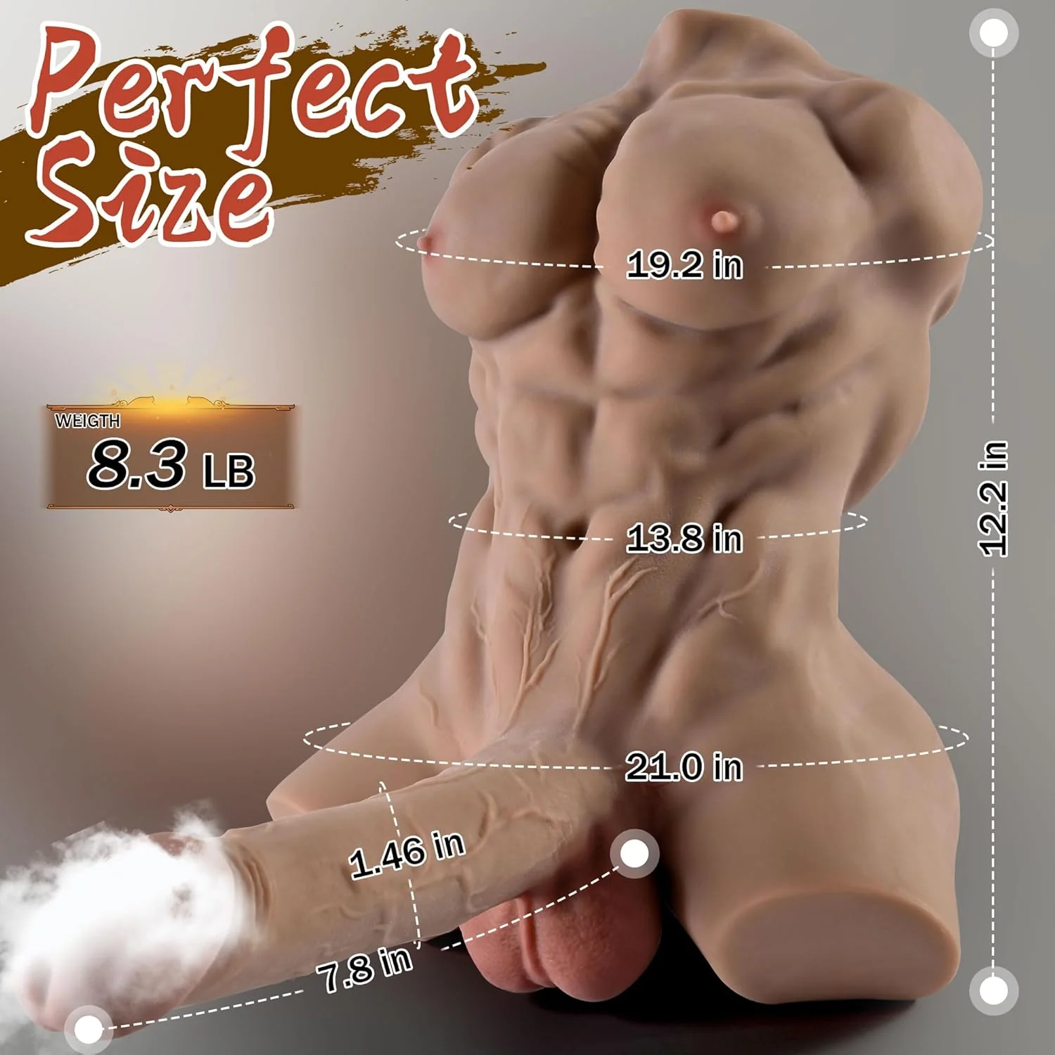 IronVibe Male Sex Doll Torso 7.8in Dildo 8.3LB - Image 5