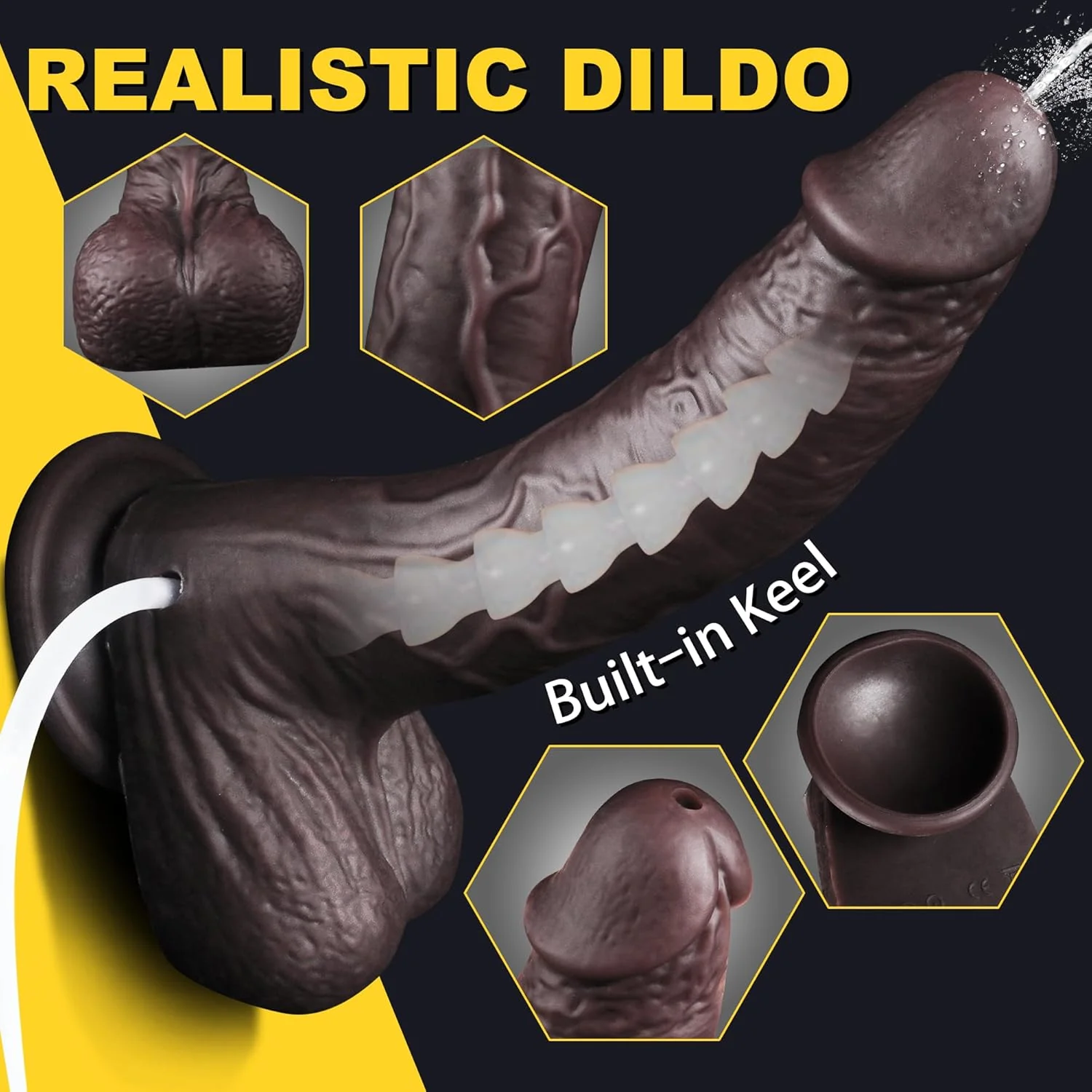 VibeJet 8.4” Squirting Vibrating Dildo 7 Modes Suction - Image 4