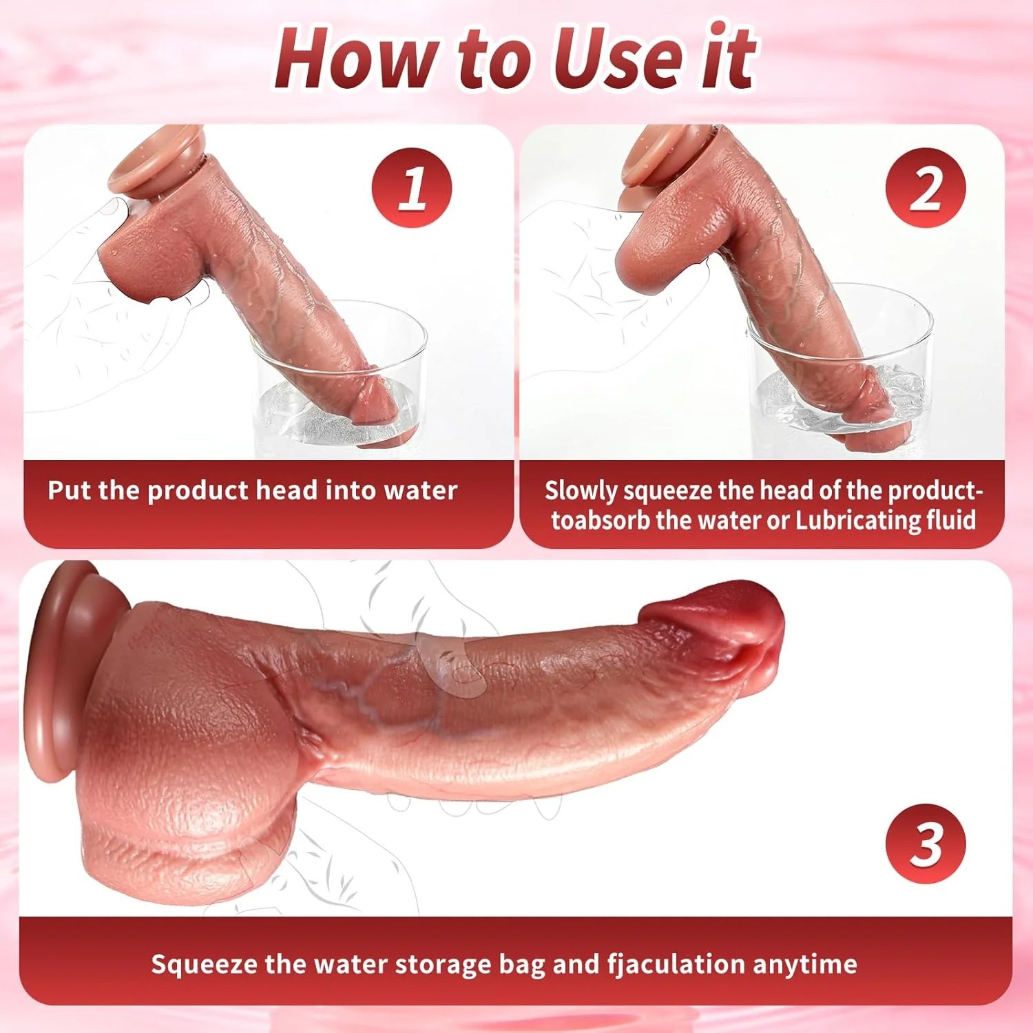 CoreJet 8” Squirting Silicone Dildo Suction Cup G-Spot - Image 3