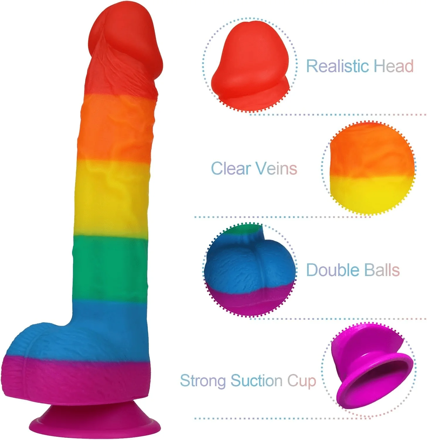 PrismCore 9.3” Rainbow Silicone Dildo Suction Cup G-Spot - Image 2