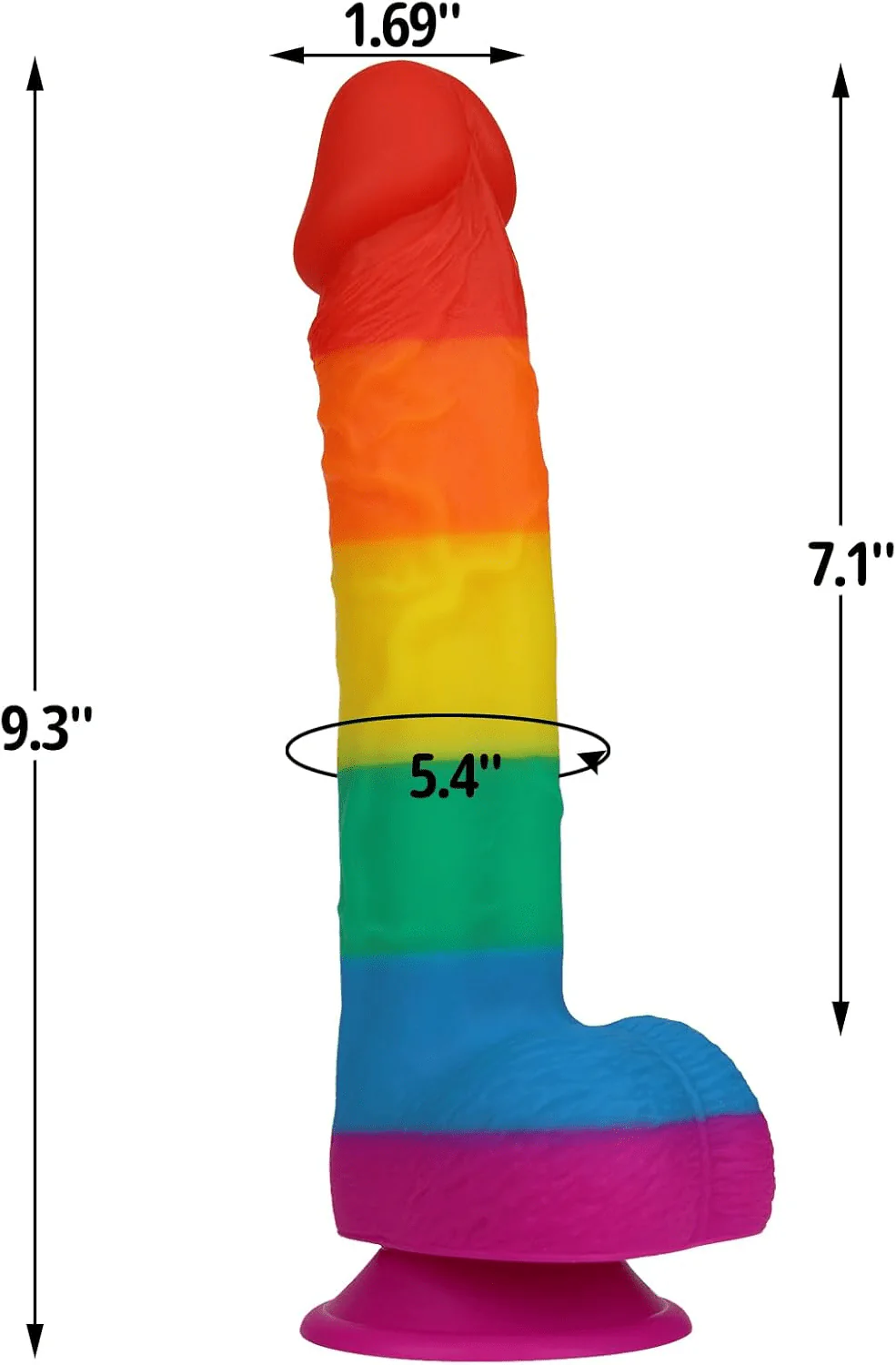 PrismCore 9.3” Rainbow Silicone Dildo Suction Cup G-Spot - Image 3