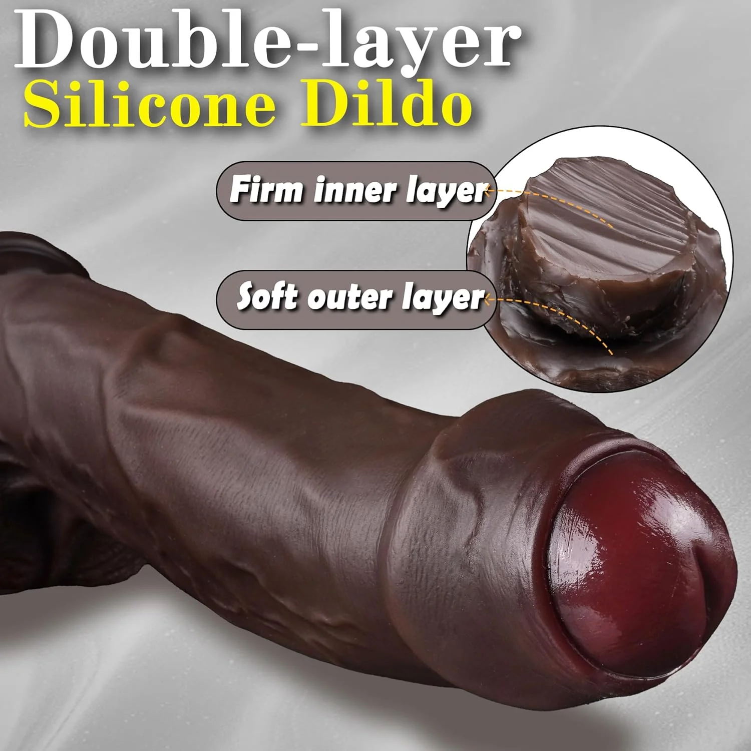 ObsidianCoreX 9.6” Squirting Ebony Dildo Dual Density Suction - Image 3