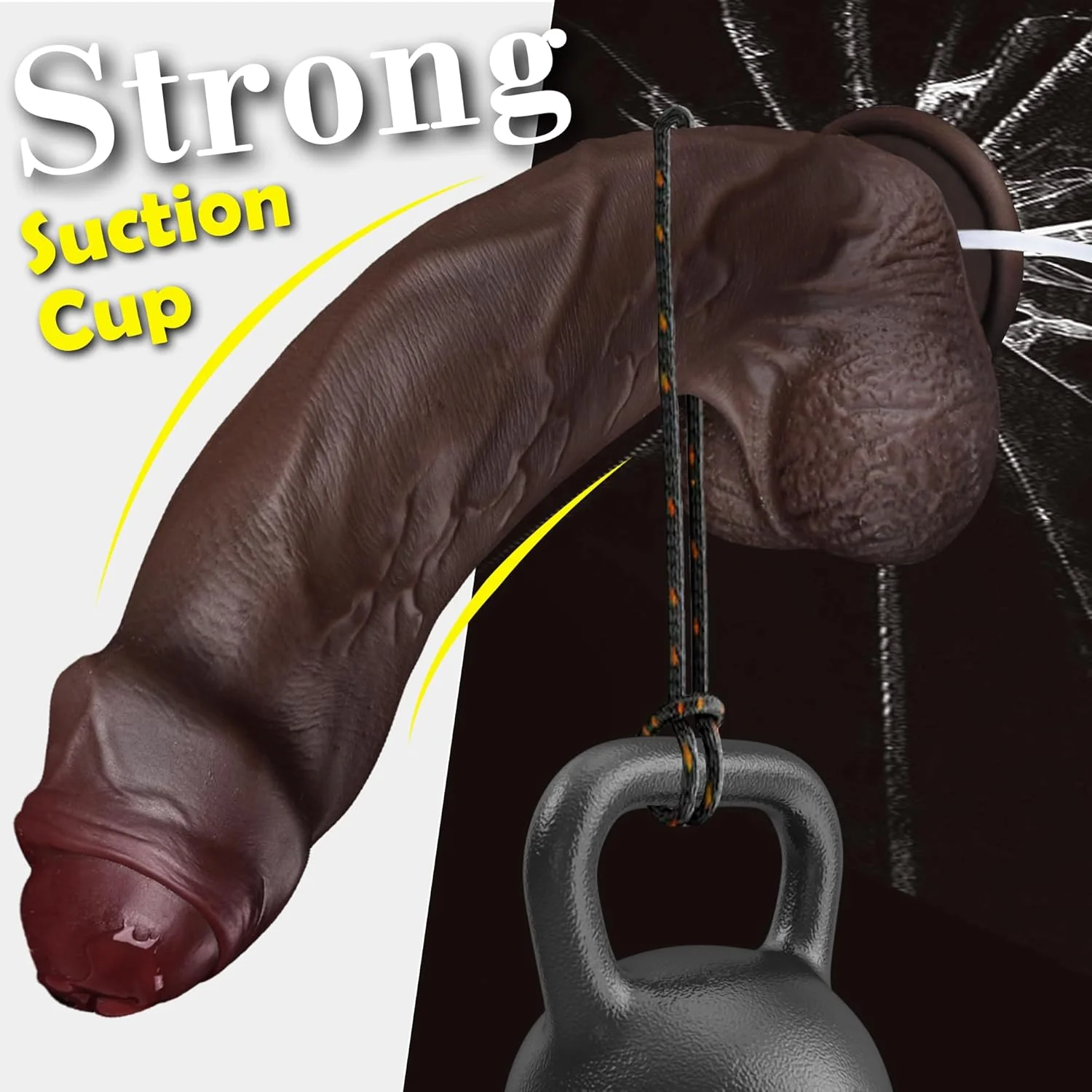 ObsidianCoreX 9.6” Squirting Ebony Dildo Dual Density Suction - Image 6