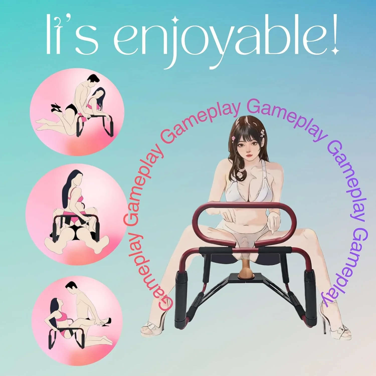 CrimsonLift Adjustable Sex Chair with Armrests & Dildo Mount - Image 2