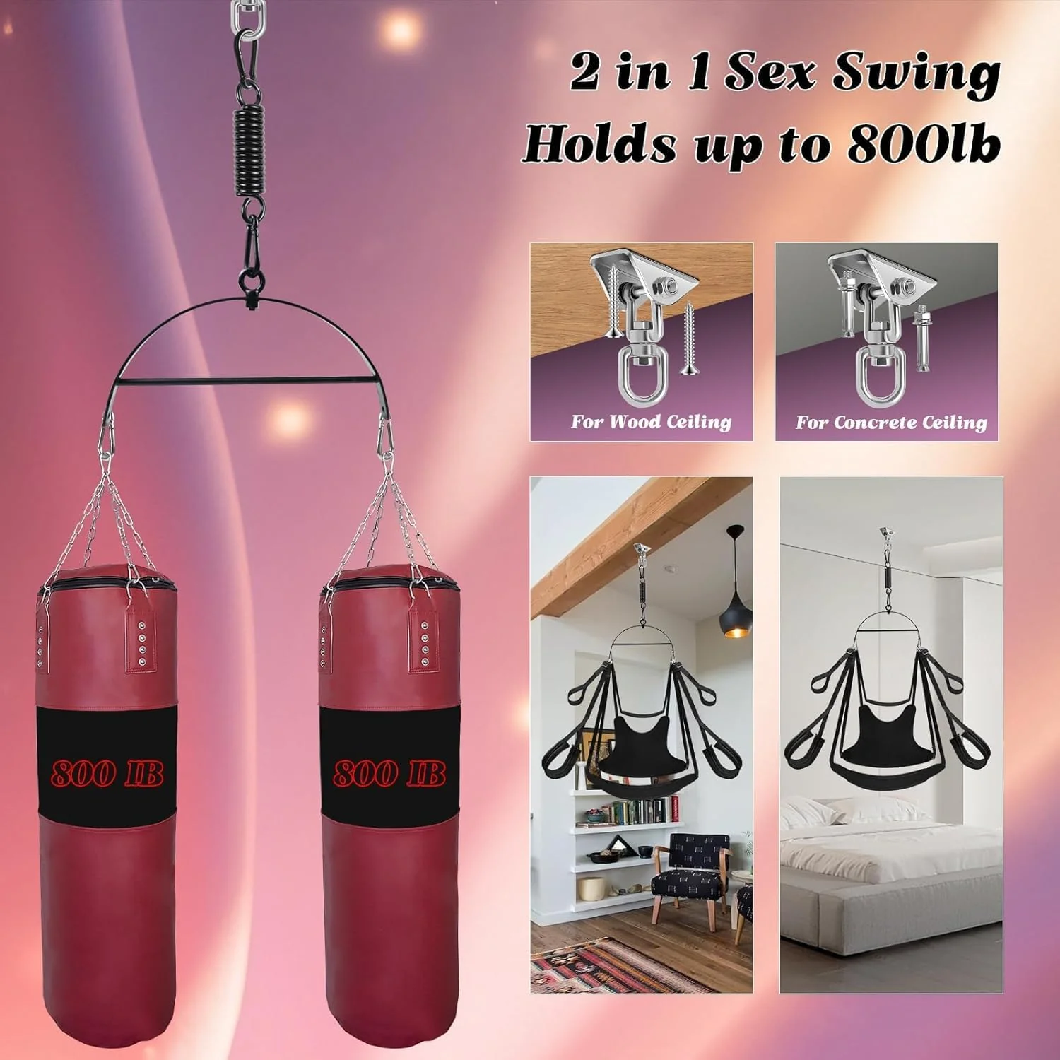 VortexLift Premium 360° Adjustable Sex Swing 800lb - Image 3