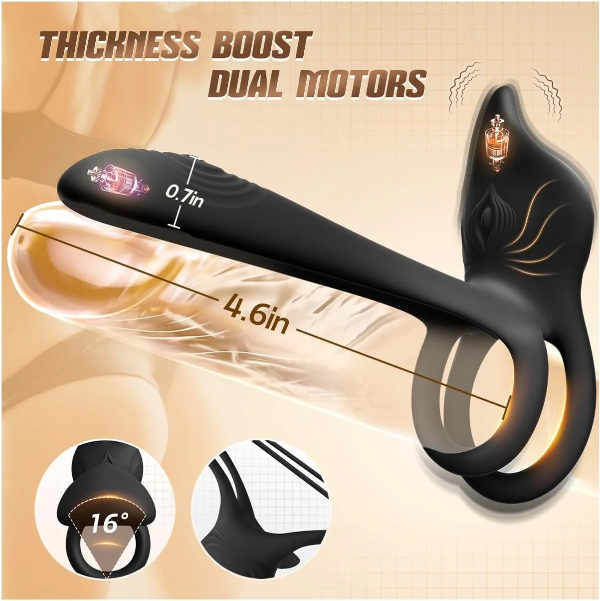 NoirPetal Cock Ring Rose Clit Stimulator G-Spot Sleeve - Image 3