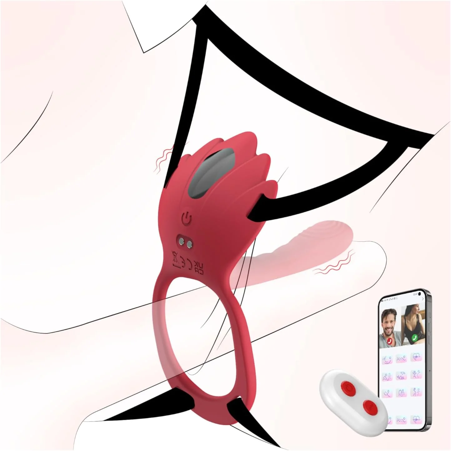 RougeFlex Wearable Cock Ring Clit Stimulator App 9 Modes